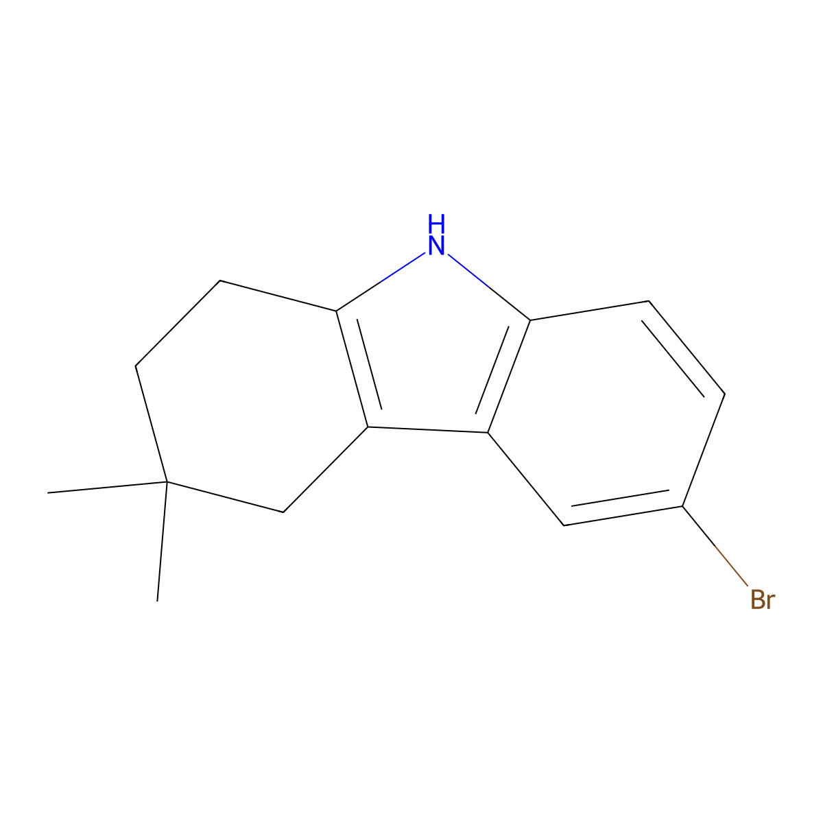 1H-Carbazole, 6-bromo-2,3,4,9-tetrahydro-3,3-dimethyl- molecular structure, CAS 1427378-93-5