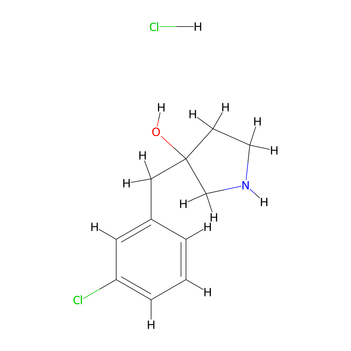 3-[(3-Chlorophenyl)methyl]pyrrolidin-3-ol hydrochloride molecular structure, CAS 1427378-96-8