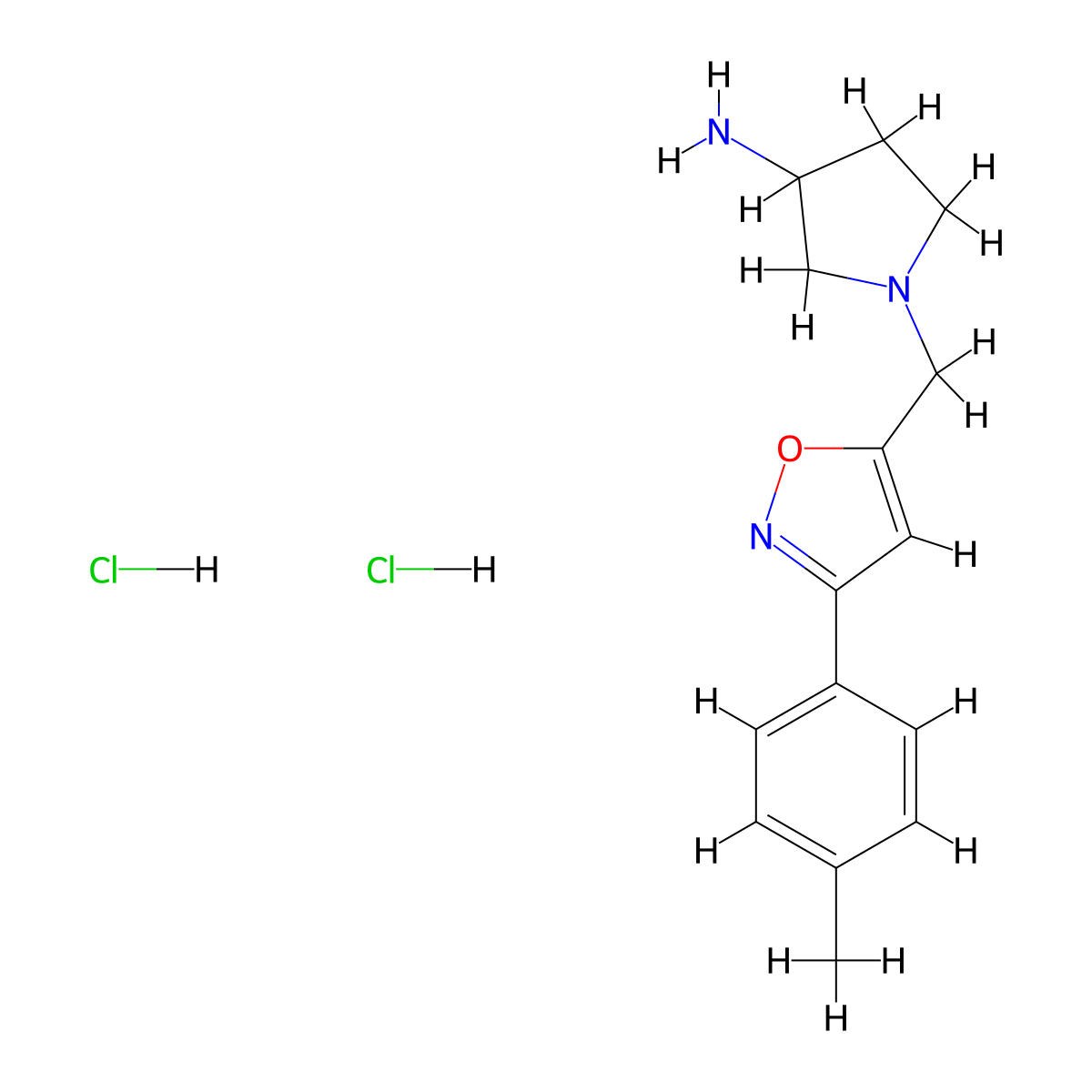 1-{[3-(4-Methylphenyl)-1,2-oxazol-5-yl]methyl}pyrrolidin-3-amine dihydrochloride molecular structure, CAS 1427378-97-9