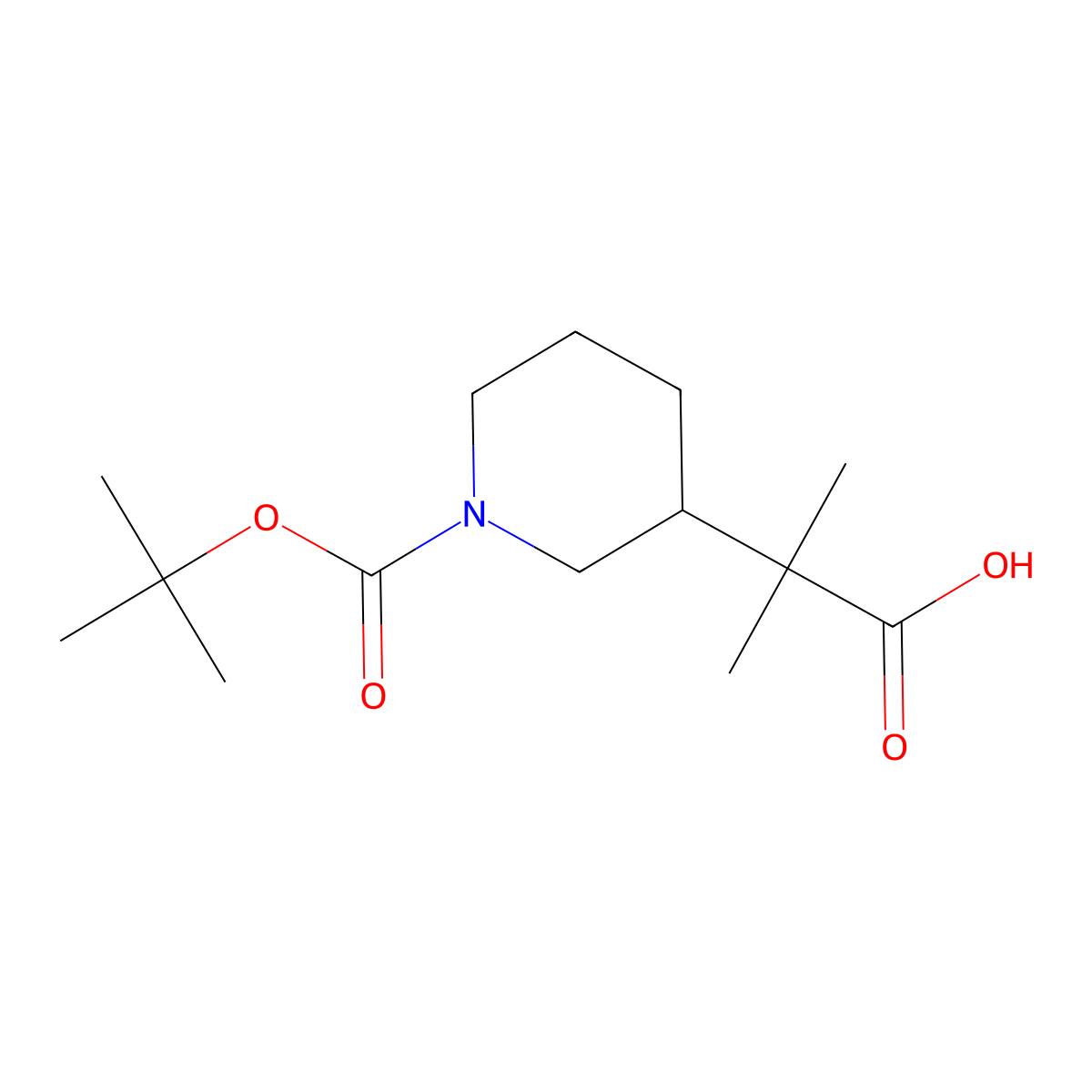 2-{1-[(Tert-butoxy)carbonyl]piperidin-3-yl}-2-methylpropanoic acid molecular structure, CAS 1427379-03-0