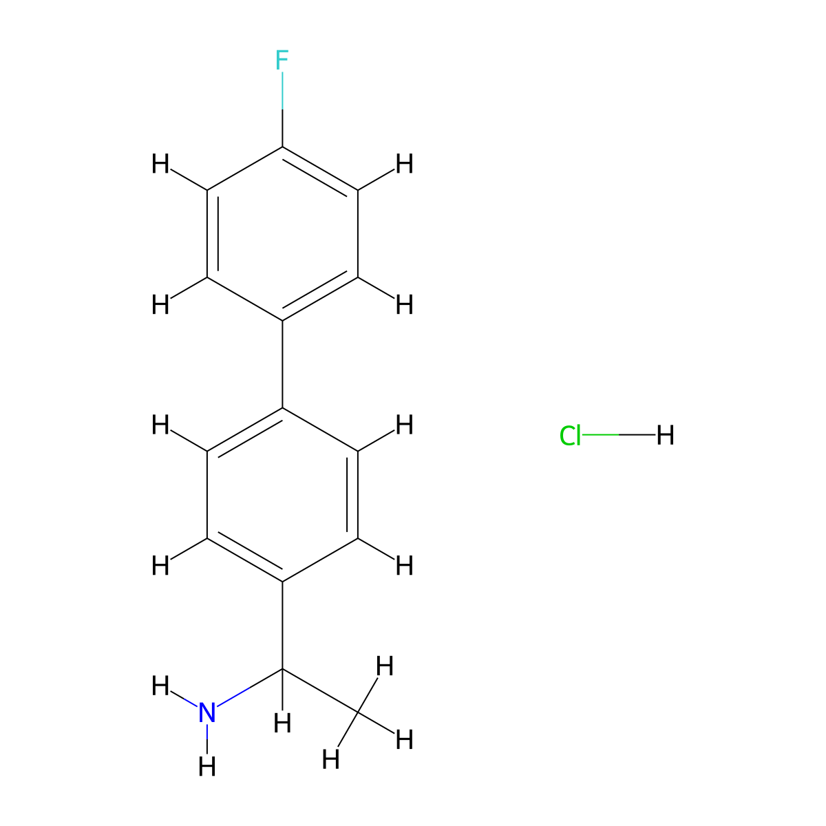 1-[4-(4-Fluorophenyl)phenyl]ethan-1-amine hydrochloride molecular structure, CAS 1427379-05-2