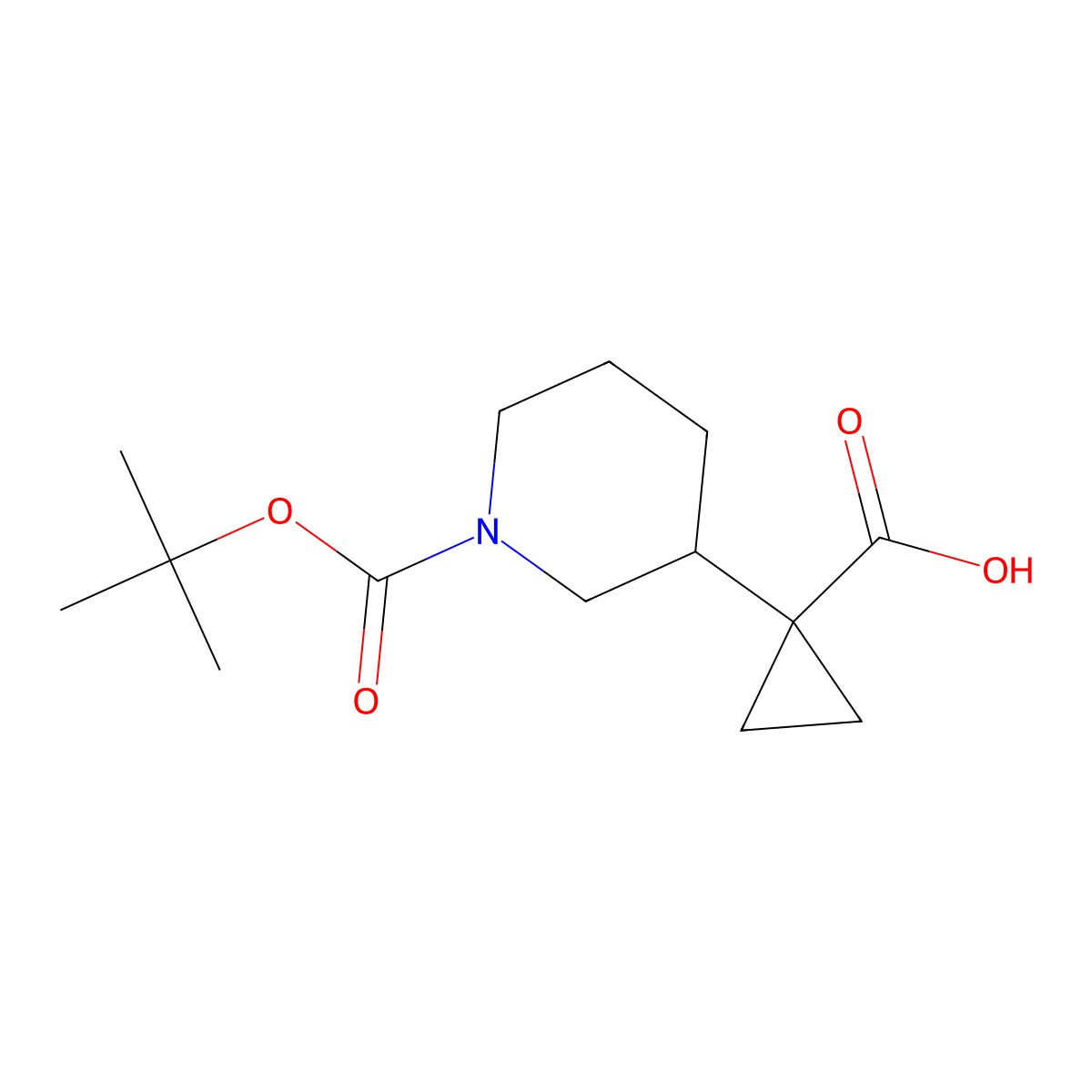1-(1-((Tert-butoxy)carbonyl)piperidin-3-yl)cyclopropane-1-carboxylic acid molecular structure, CAS 1427379-08-5