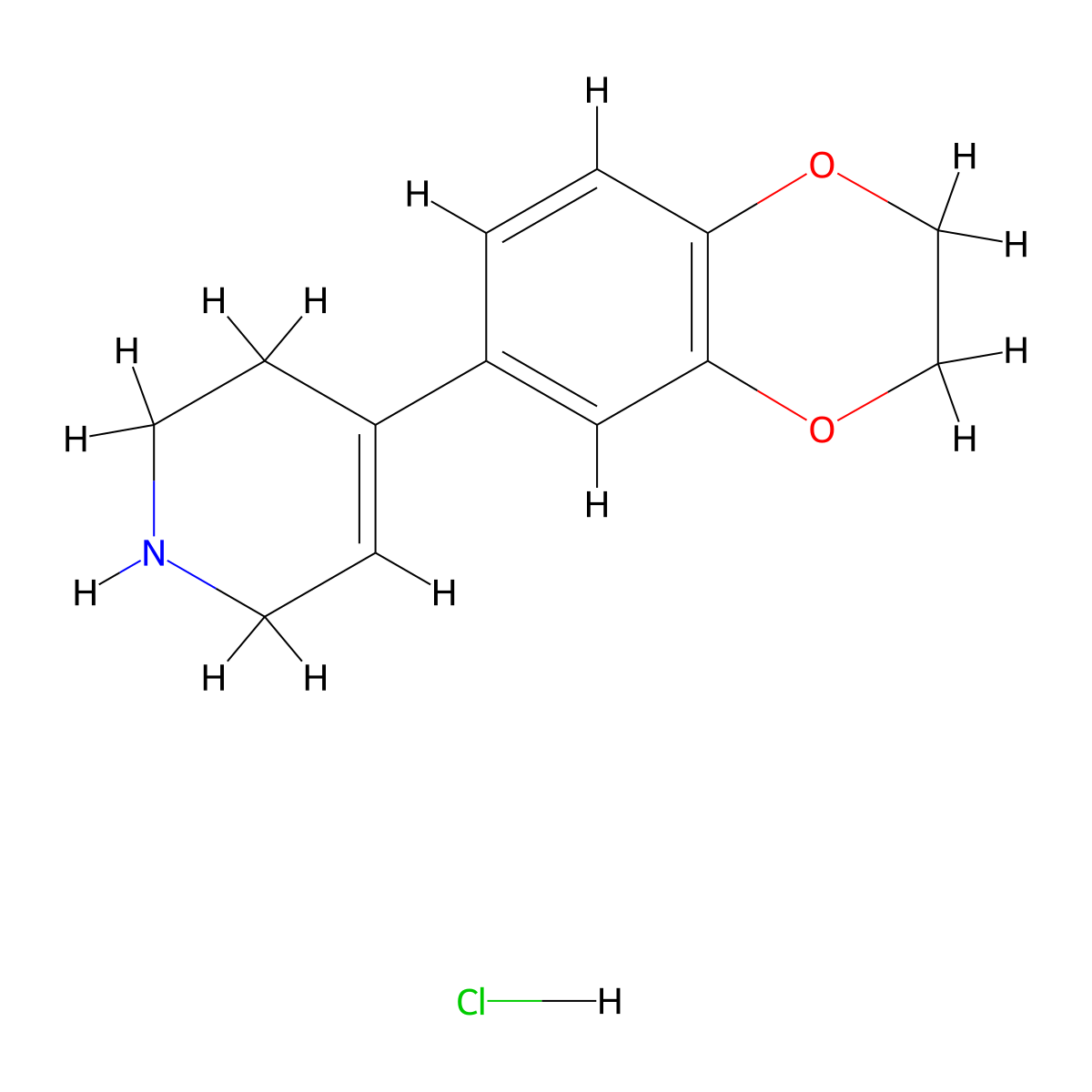 4-(2,3-Dihydro-1,4-benzodioxin-6-yl)-1,2,3,6-tetrahydropyridine hydrochloride molecular structure, CAS 1427379-12-1