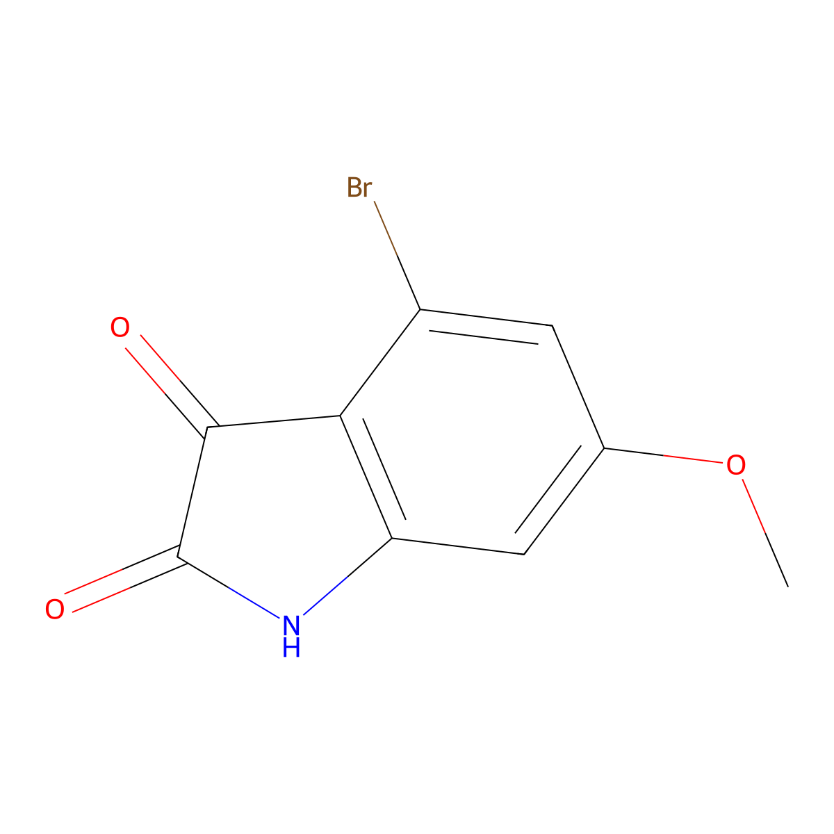 4-bromo-6-methoxy-2,3-dihydro-1H-indole-2,3-dione molecular structure, CAS 1427379-24-5