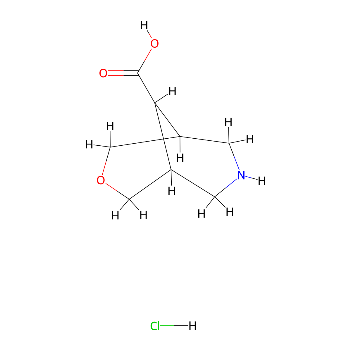 3-Oxa-7-azabicyclo[3.3.1]nonane-9-carboxylic acid hydrochloride molecular structure, CAS 1427379-40-5
