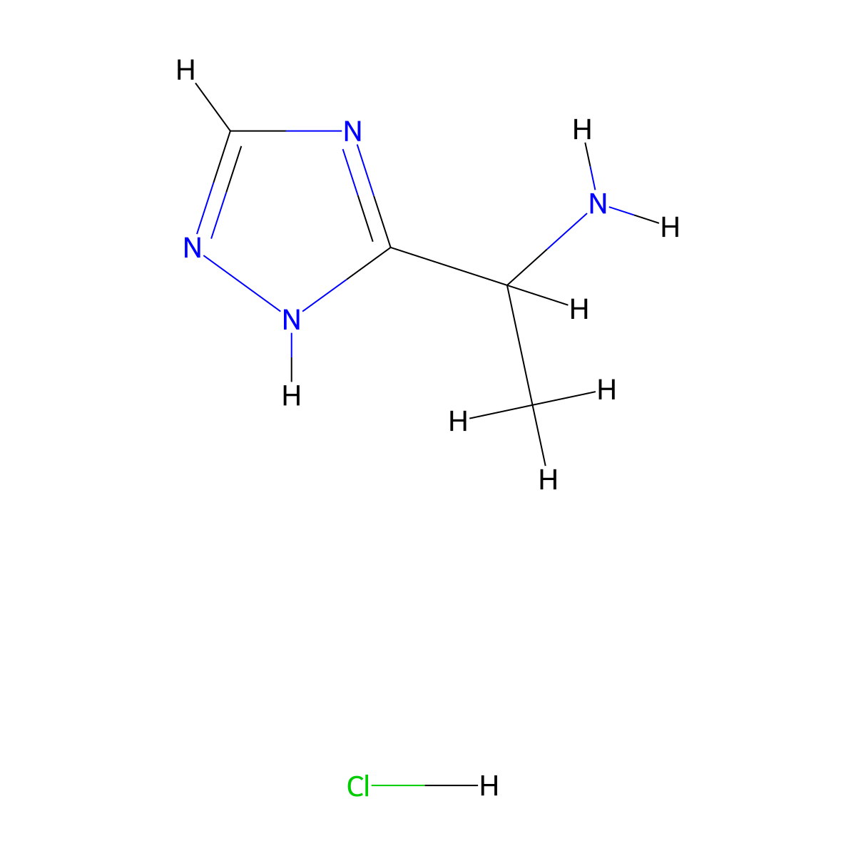 1-(1H-1,2,4-triazol-3-yl)ethan-1-amine hydrochloride molecular structure, CAS 1427379-43-8