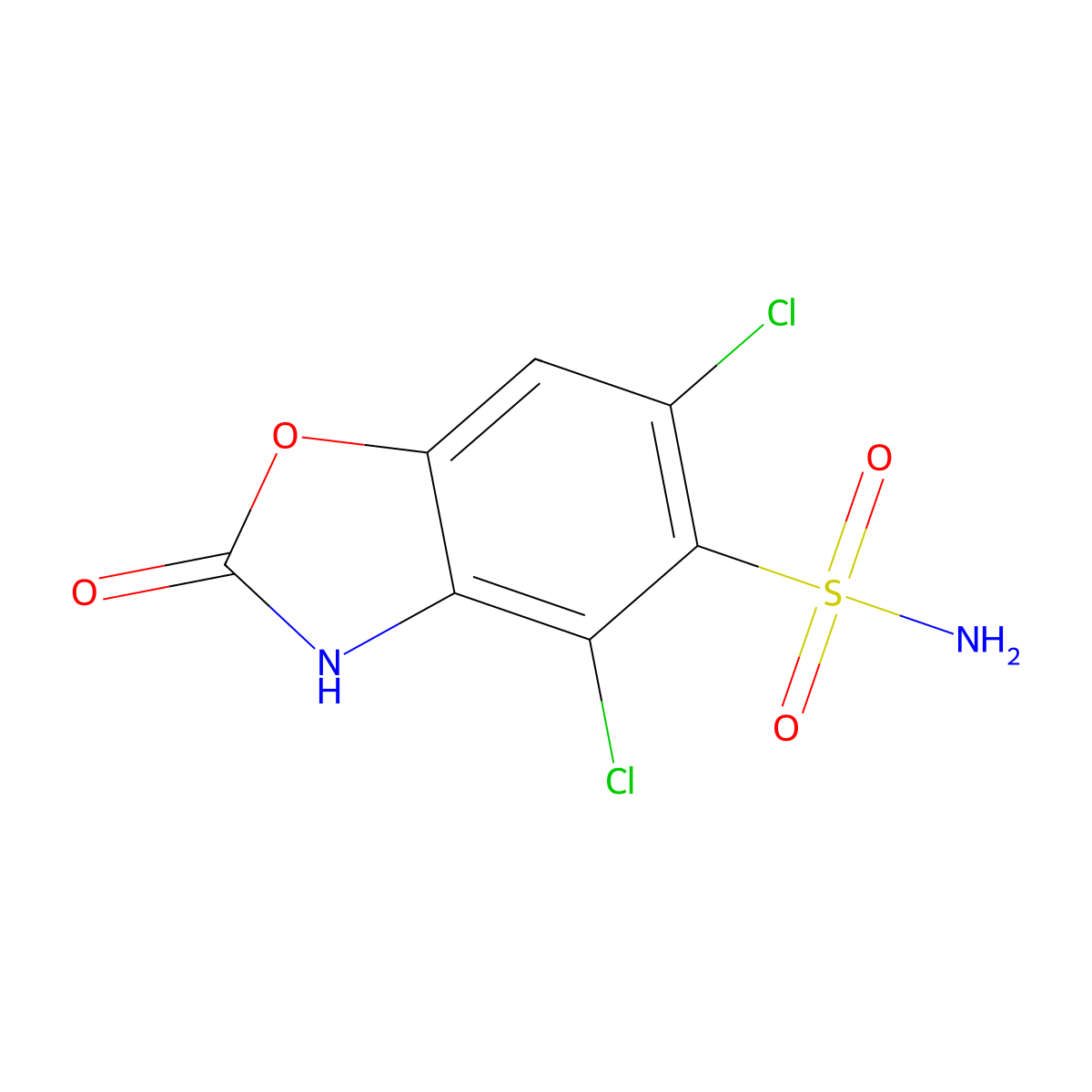 4,6-Dichloro-2-oxo-2,3-dihydro-1,3-benzoxazole-5-sulfonamide molecular structure, CAS 1427379-44-9