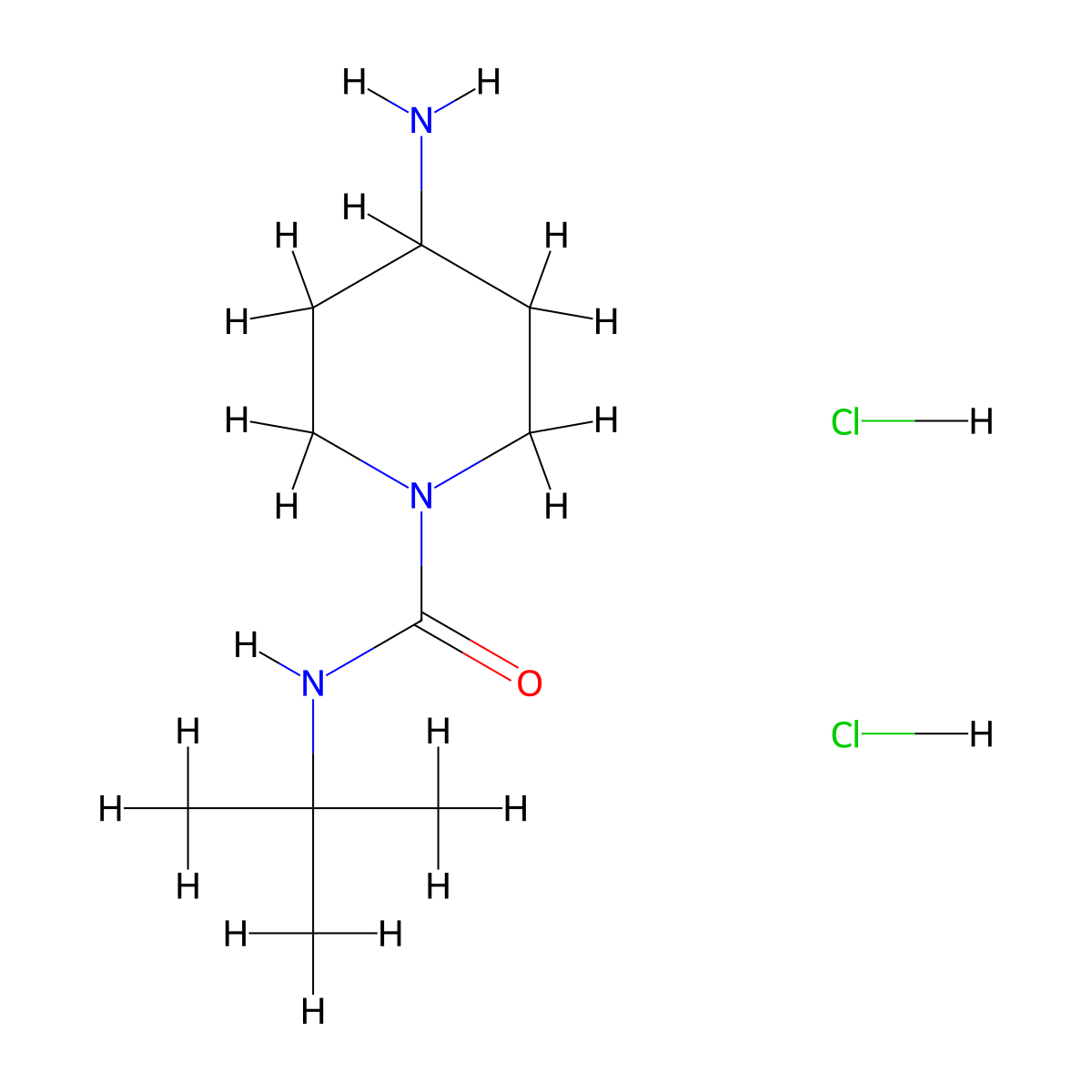 4-amino-N-tert-butylpiperidine-1-carboxamide dihydrochloride molecular structure, CAS 1427379-45-0