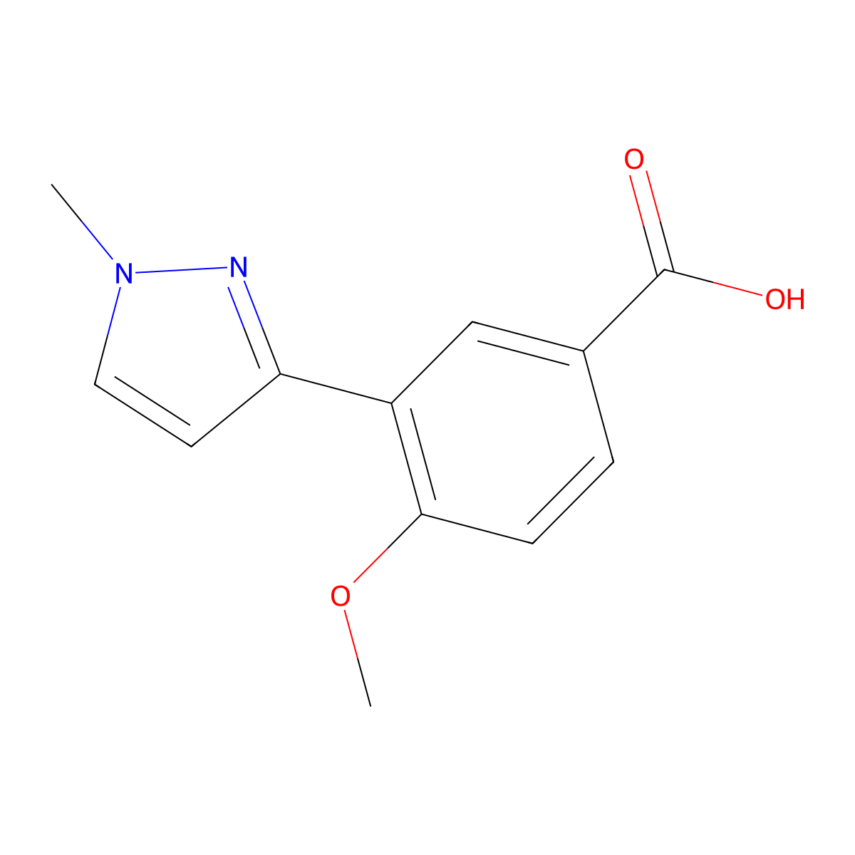 Benzoic acid, 4-methoxy-3-(1-methyl-1H-pyrazol-3-yl)- molecular structure, CAS 1427379-47-2
