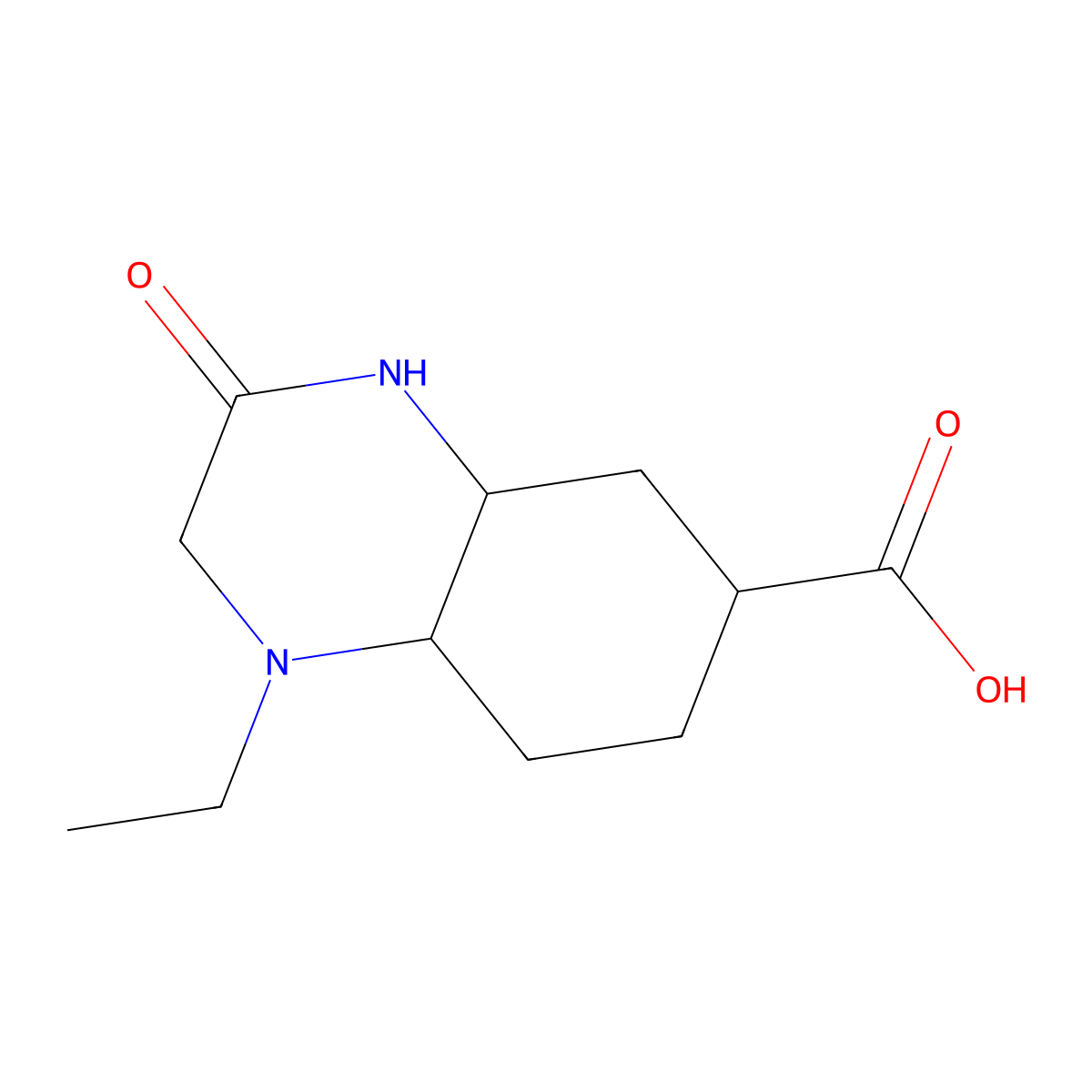 1-Ethyl-3-oxo-decahydroquinoxaline-6-carboxylic acid molecular structure, CAS 1427379-51-8