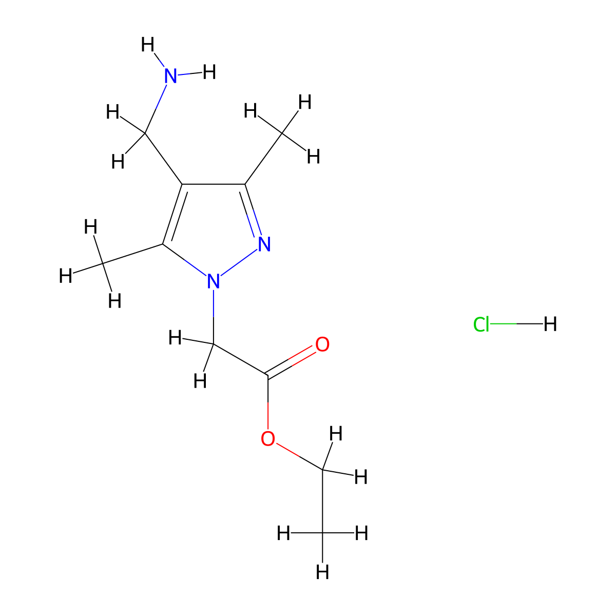 ethyl 2-[4-(aminomethyl)-3,5-dimethyl-1H-pyrazol-1-yl]acetate hydrochloride molecular structure, CAS 1427379-57-4