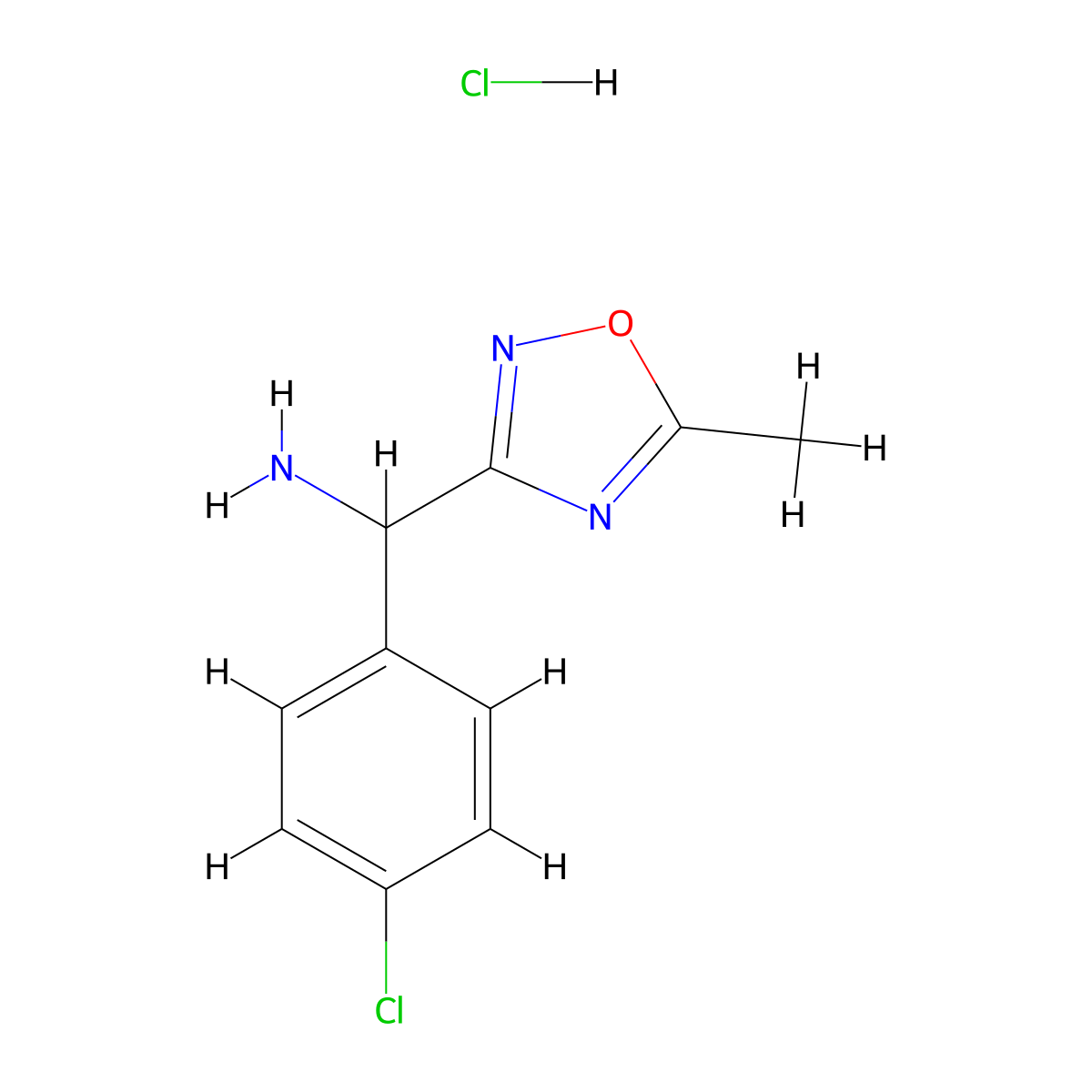 (4-Chlorophenyl)(5-methyl-1,2,4-oxadiazol-3-yl)methanamine hydrochloride molecular structure, CAS 1427379-58-5