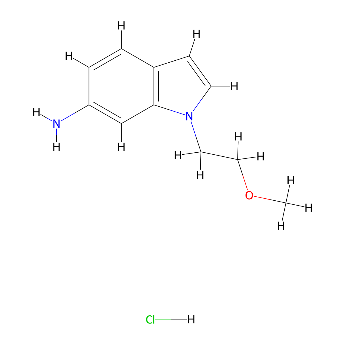 1-(2-methoxyethyl)-1H-indol-6-amine hydrochloride molecular structure, CAS 1427379-59-6