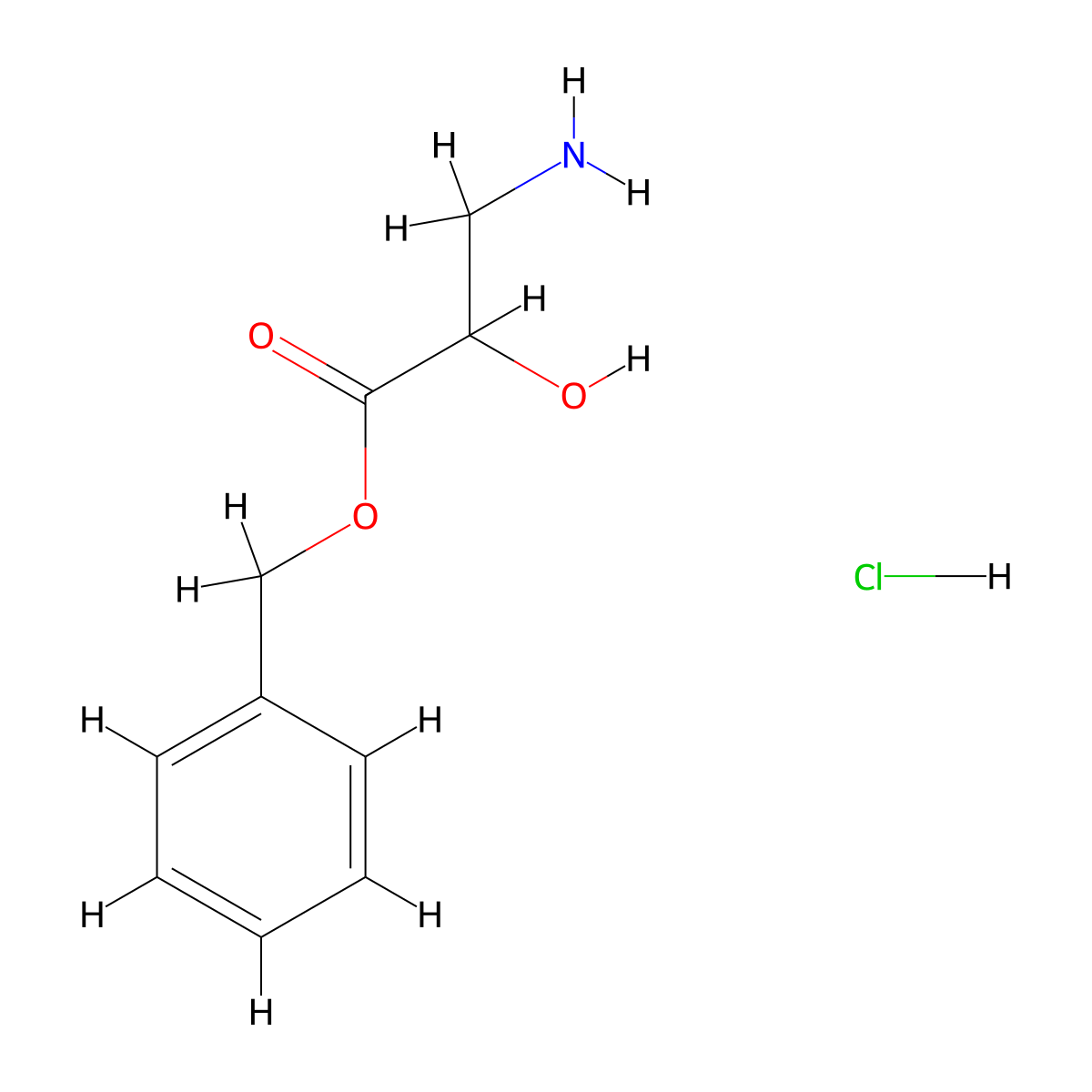 Benzyl 3-amino-2-hydroxypropanoate hydrochloride molecular structure, CAS 1427379-61-0