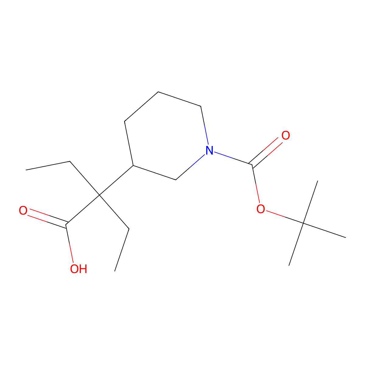 2-{1-[(Tert-butoxy)carbonyl]piperidin-3-yl}-2-ethylbutanoic acid molecular structure, CAS 1427379-66-5
