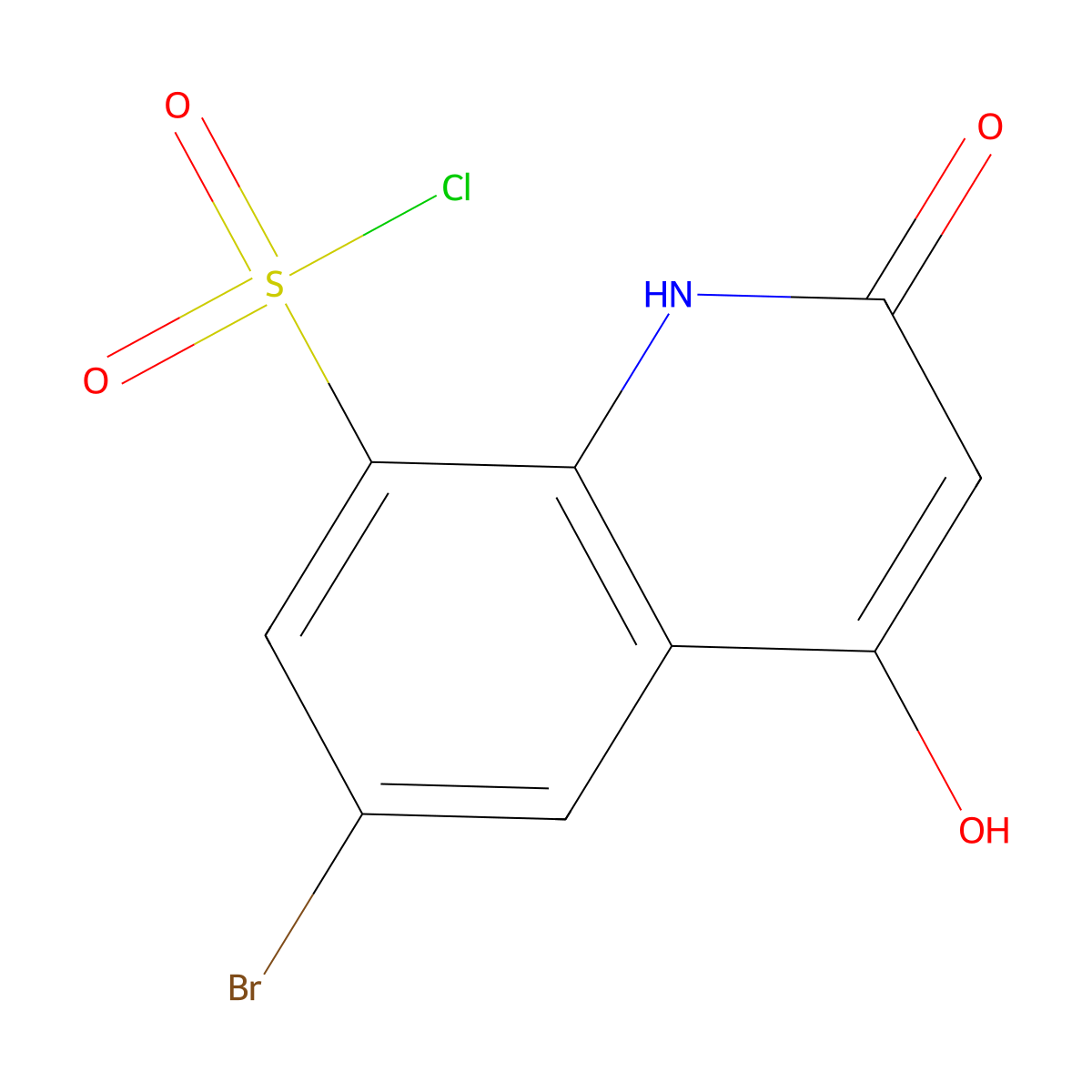 6-Bromo-2-hydroxy-4-oxo-1,4-dihydroquinoline-8-sulfonyl chloride molecular structure, CAS 1427379-70-1