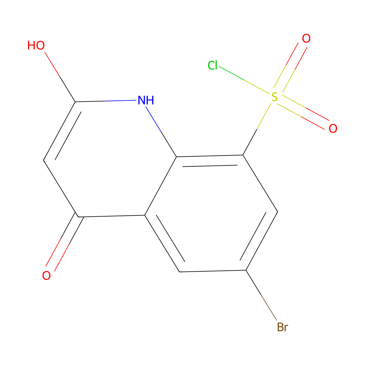 6-Bromo-2-hydroxy-4-oxo-1,4-dihydroquinoline-8-sulfonyl chloride molecular structure, CAS 1427379-70-1