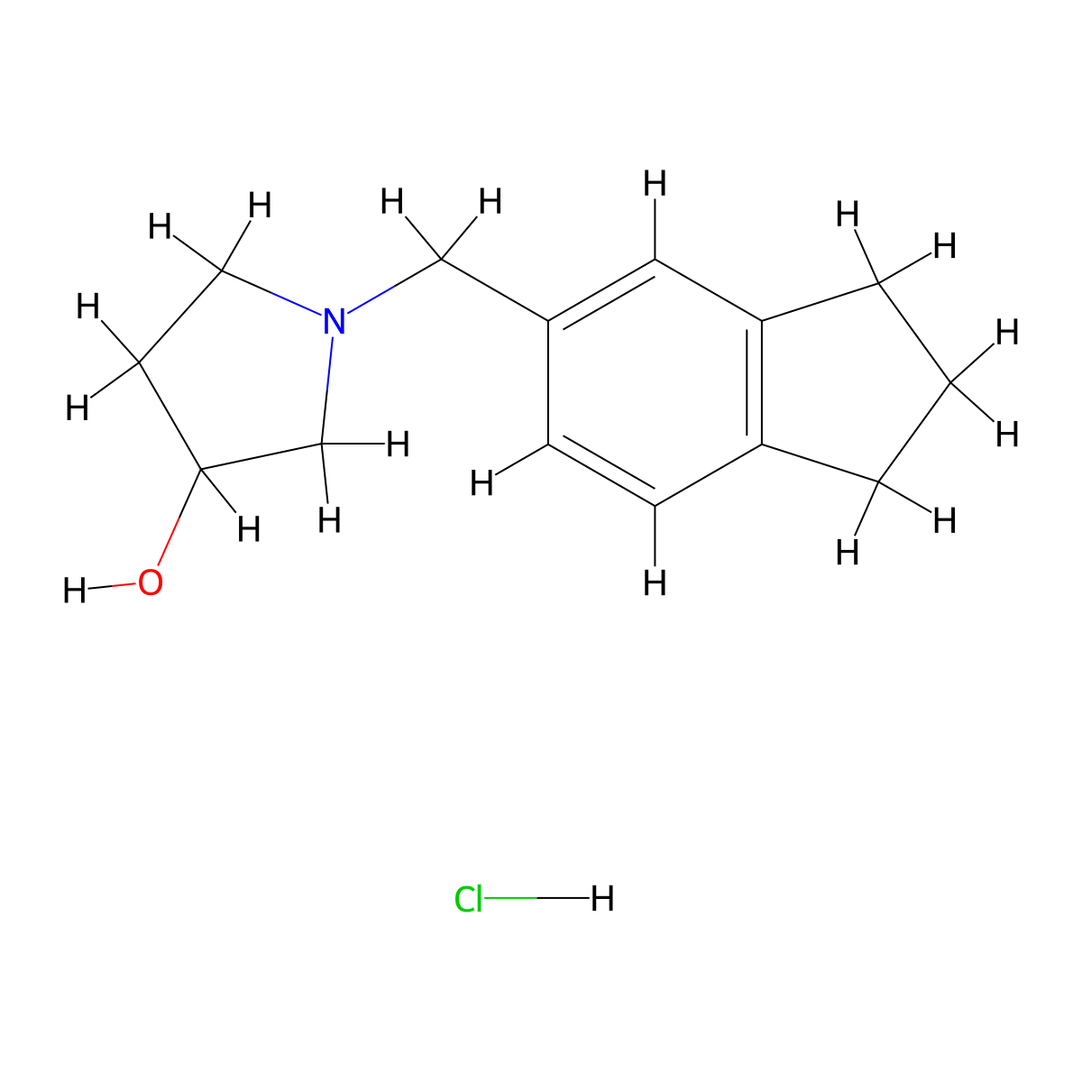1-(2,3-dihydro-1H-inden-5-ylmethyl)pyrrolidin-3-ol hydrochloride molecular structure, CAS 1427379-74-5