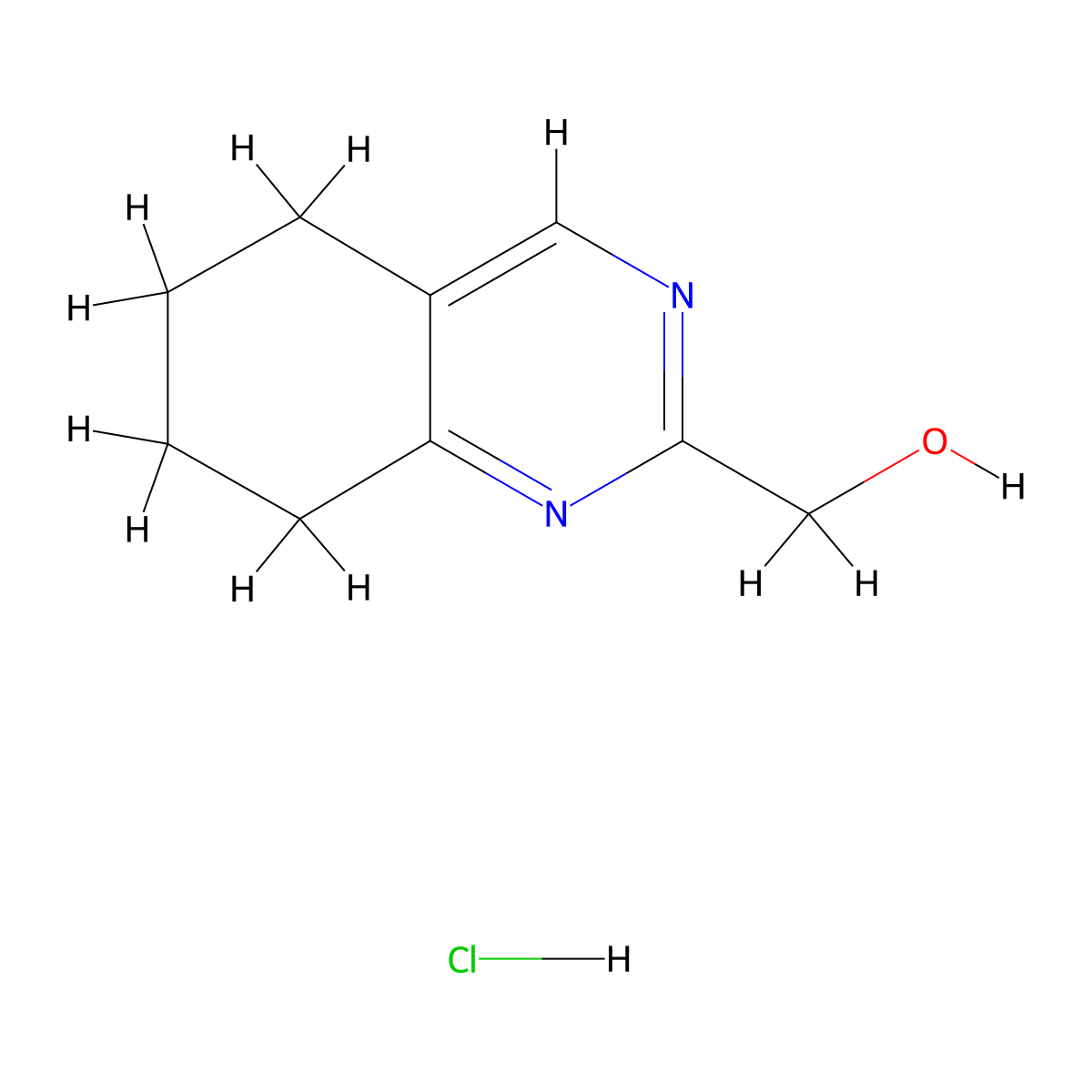 (5,6,7,8-Tetrahydroquinazolin-2-yl)methanol hydrochloride molecular structure, CAS 1427379-82-5