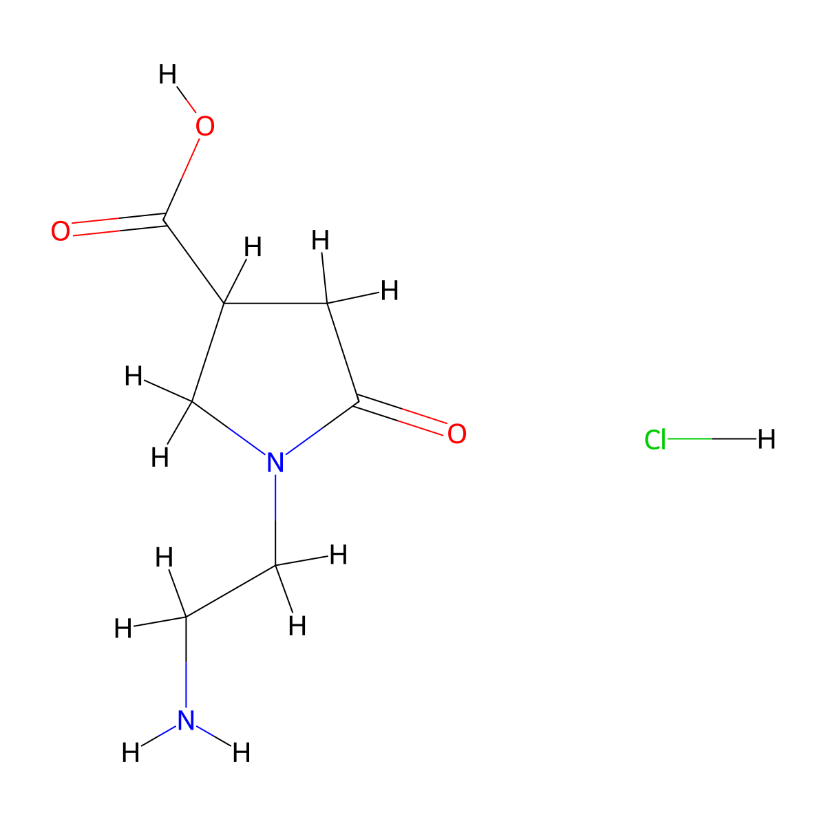 1-(2-Aminoethyl)-5-oxopyrrolidine-3-carboxylic acid hydrochloride molecular structure, CAS 1427379-83-6