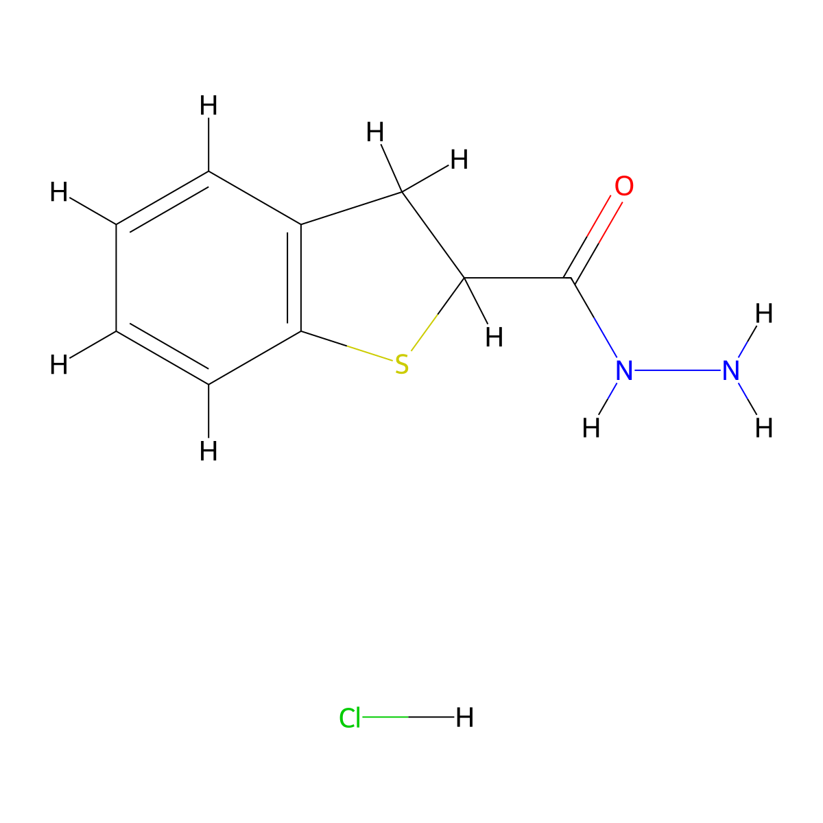2,3-Dihydro-1-benzothiophene-2-carbohydrazide hydrochloride molecular structure, CAS 1427379-85-8