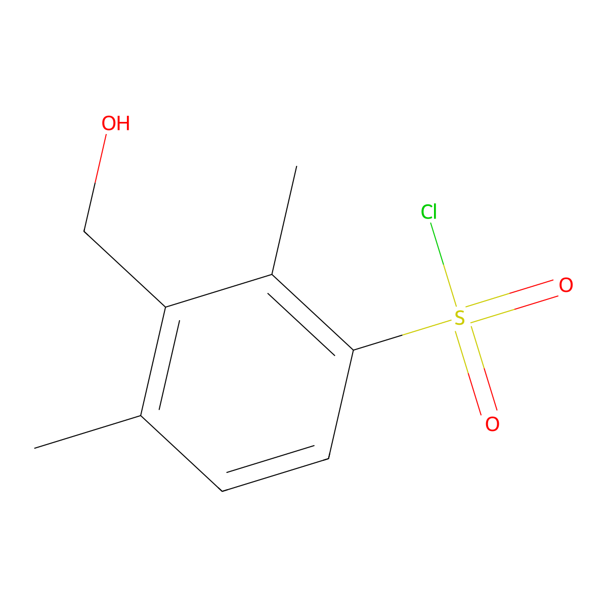 3-(Hydroxymethyl)-2,4-dimethylbenzene-1-sulfonyl chloride molecular structure, CAS 1427379-87-0