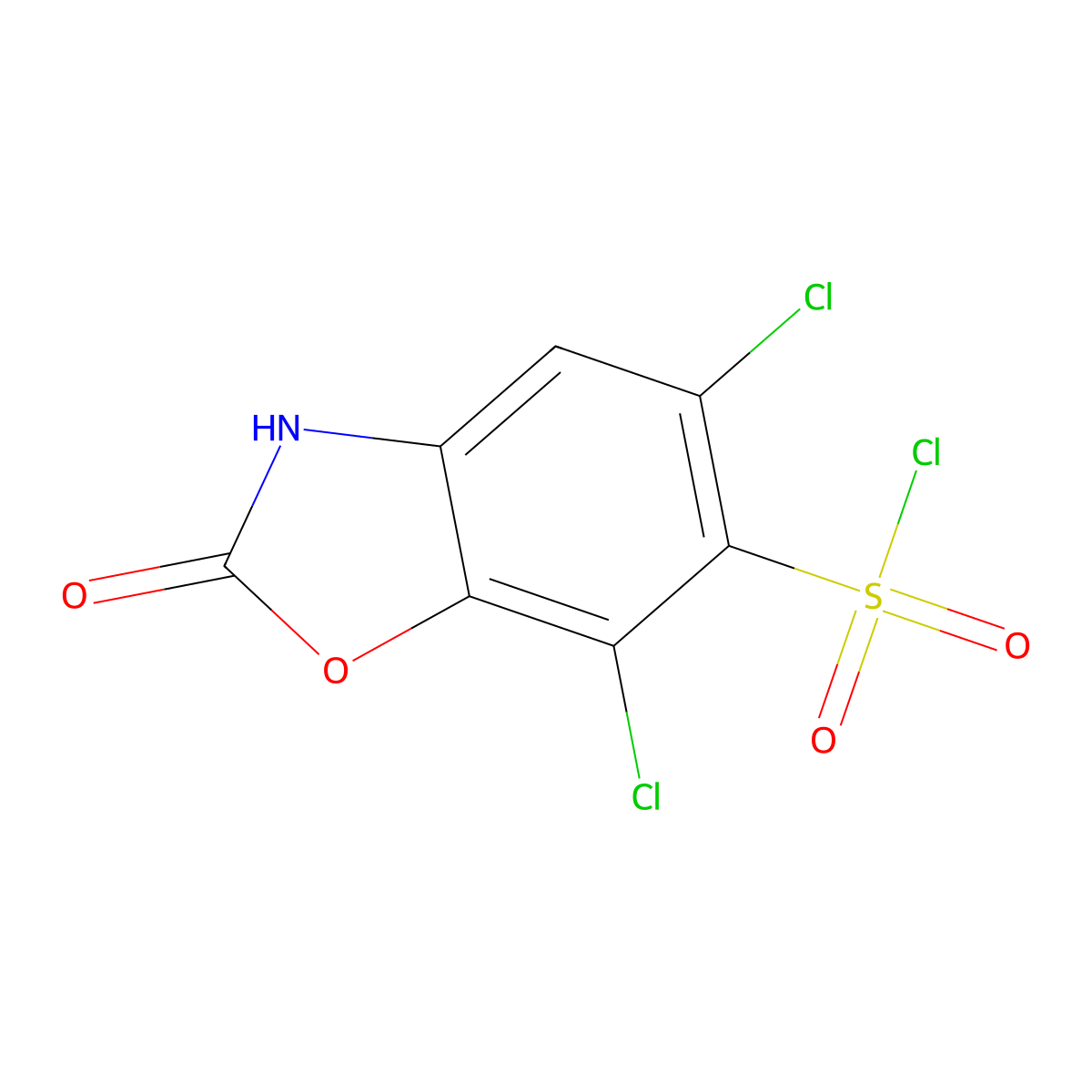 5,7-Dichloro-2-oxo-2,3-dihydro-1,3-benzoxazole-6-sulfonyl chloride molecular structure, CAS 1427379-93-8