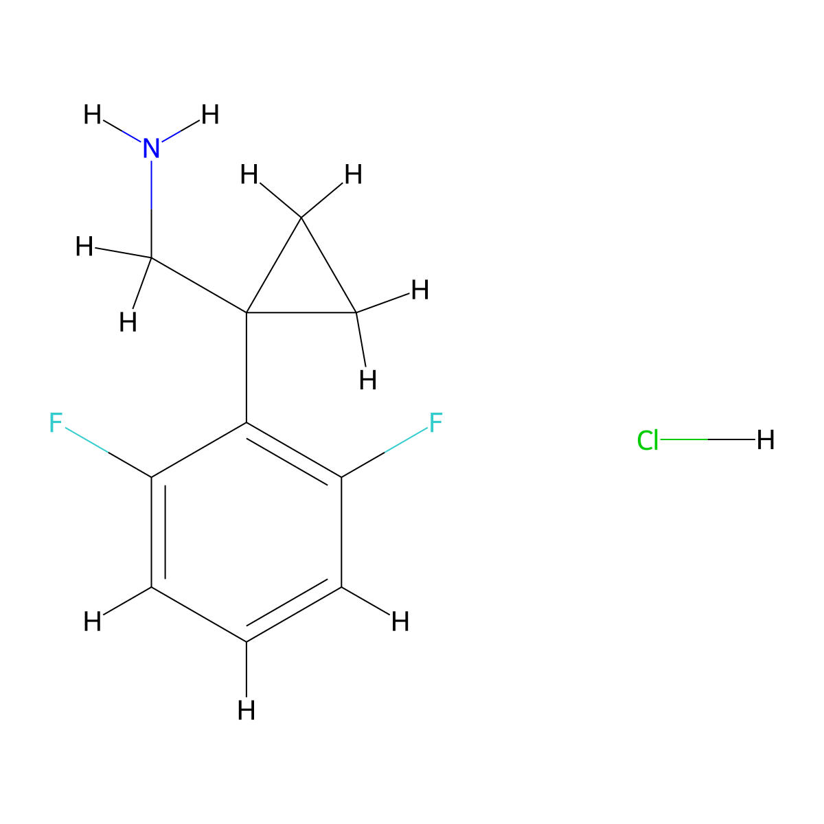 1-(1-(2,6-Difluorophenyl)cyclopropyl)methanamine hydrochloride molecular structure, CAS 1427380-04-8