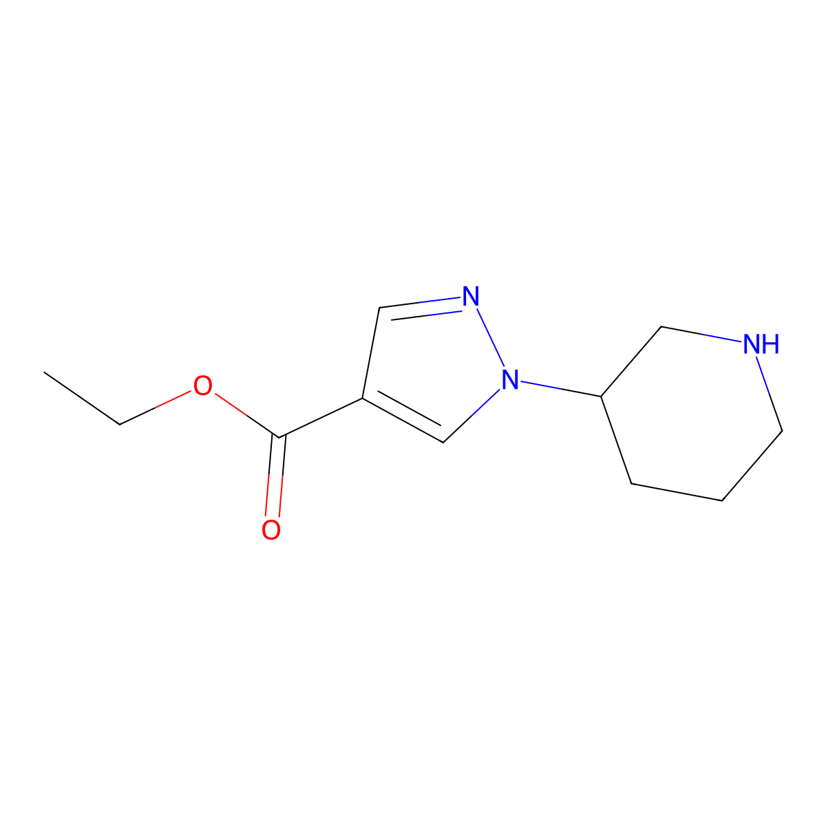 ethyl 1-(piperidin-3-yl)-1H-pyrazole-4-carboxylate molecular structure, CAS 1427380-09-3