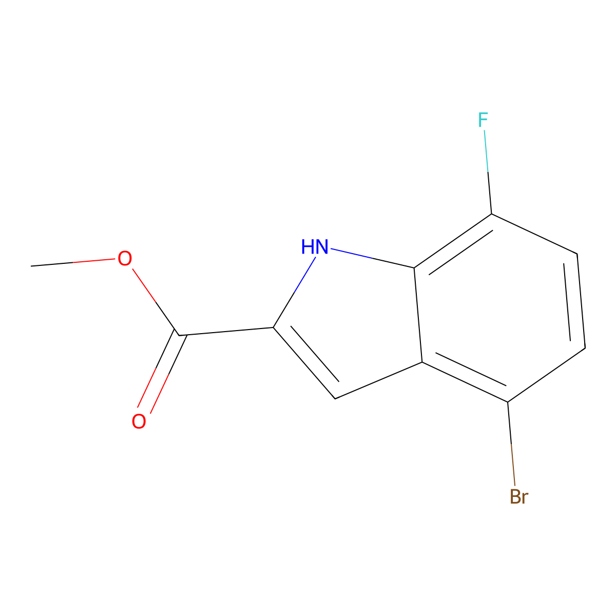 methyl 4-bromo-7-fluoro-1H-indole-2-carboxylate molecular structure, CAS 1427380-14-0