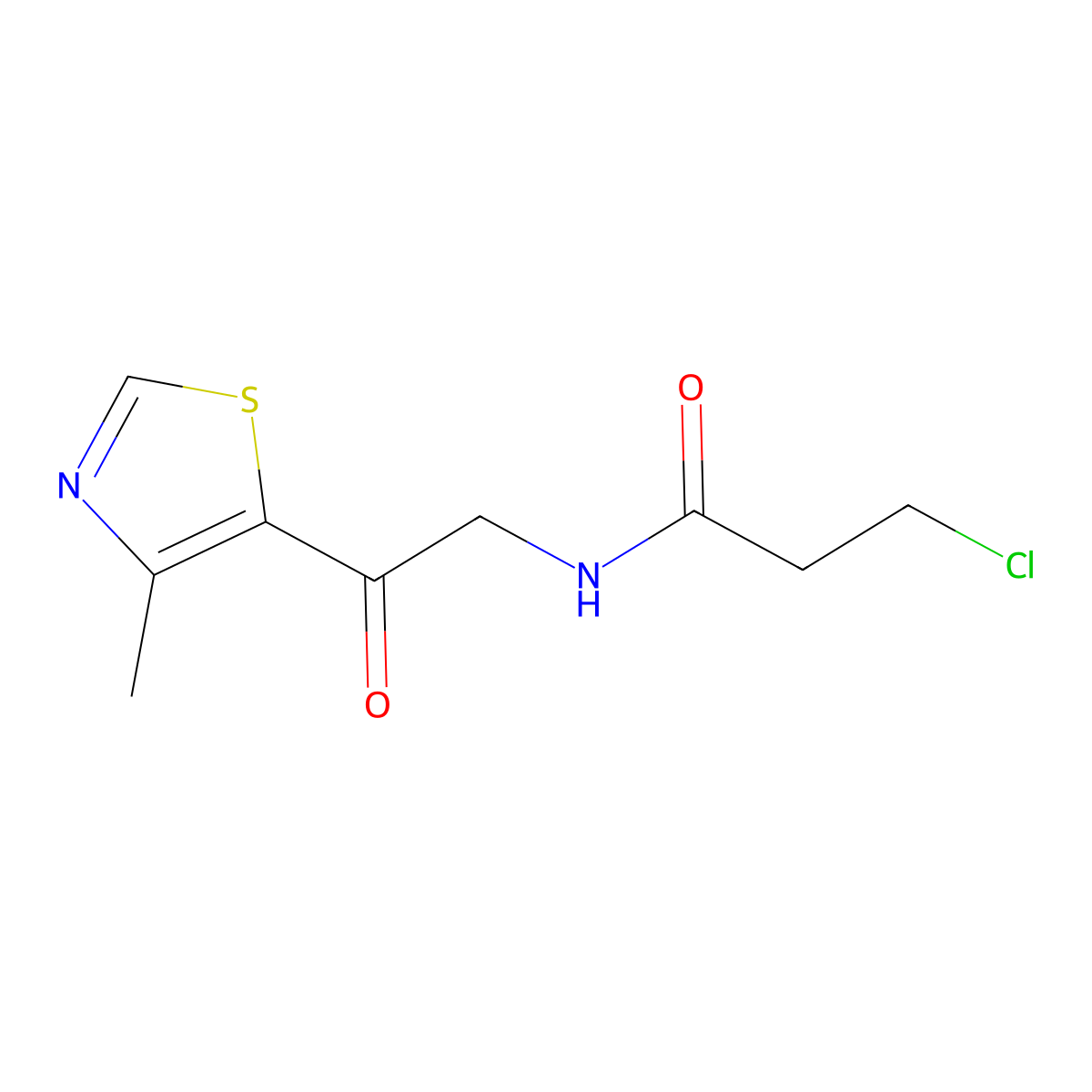 3-chloro-N-[2-(4-methyl-1,3-thiazol-5-yl)-2-oxoethyl]propanamide molecular structure, CAS 1427380-15-1