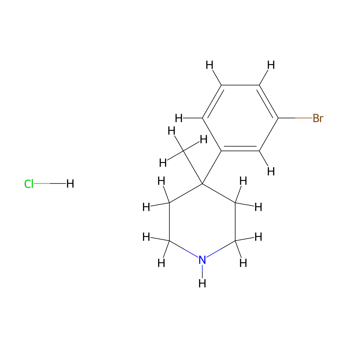 4-(3-Bromophenyl)-4-methylpiperidine hydrochloride molecular structure, CAS 1427380-24-2