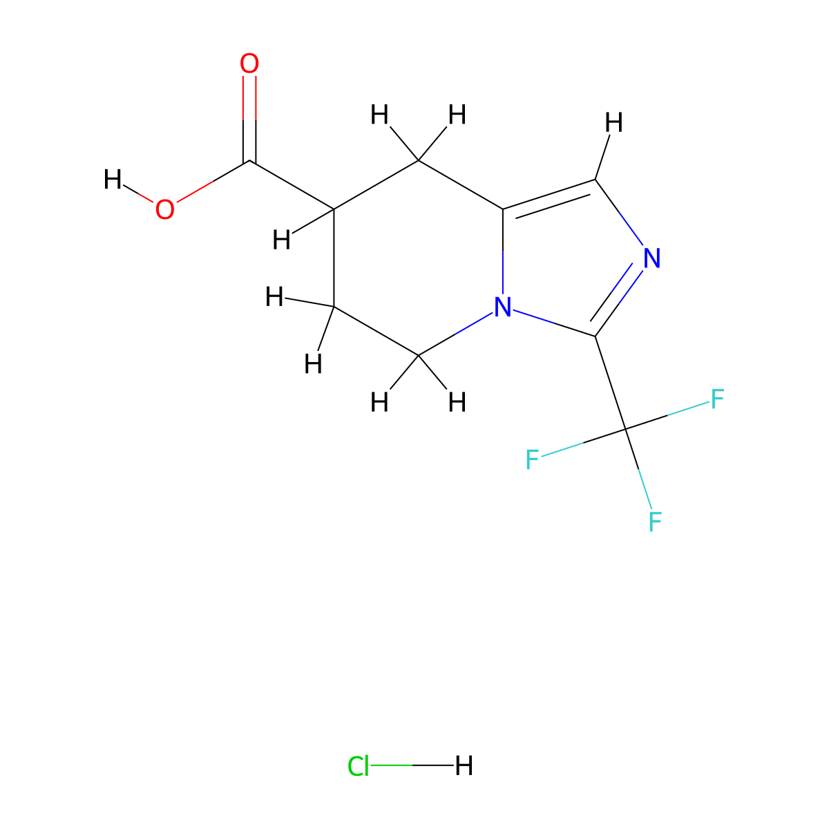 3-(trifluoromethyl)-5H,6H,7H,8H-imidazo[1,5-a]pyridine-7-carboxylic acid hydrochloride molecular structure, CAS 1427380-30-0