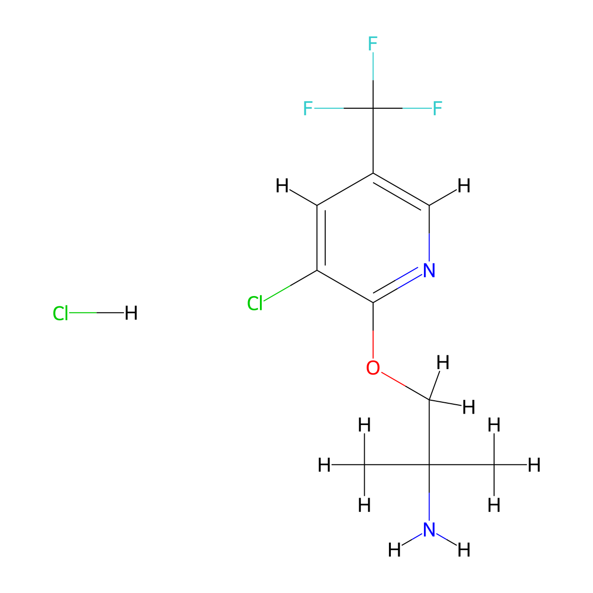 1-((3-Chloro-5-(trifluoromethyl)pyridin-2-yl)oxy)-2-methylpropan-2-amine hydrochloride molecular structure, CAS 1427380-42-4