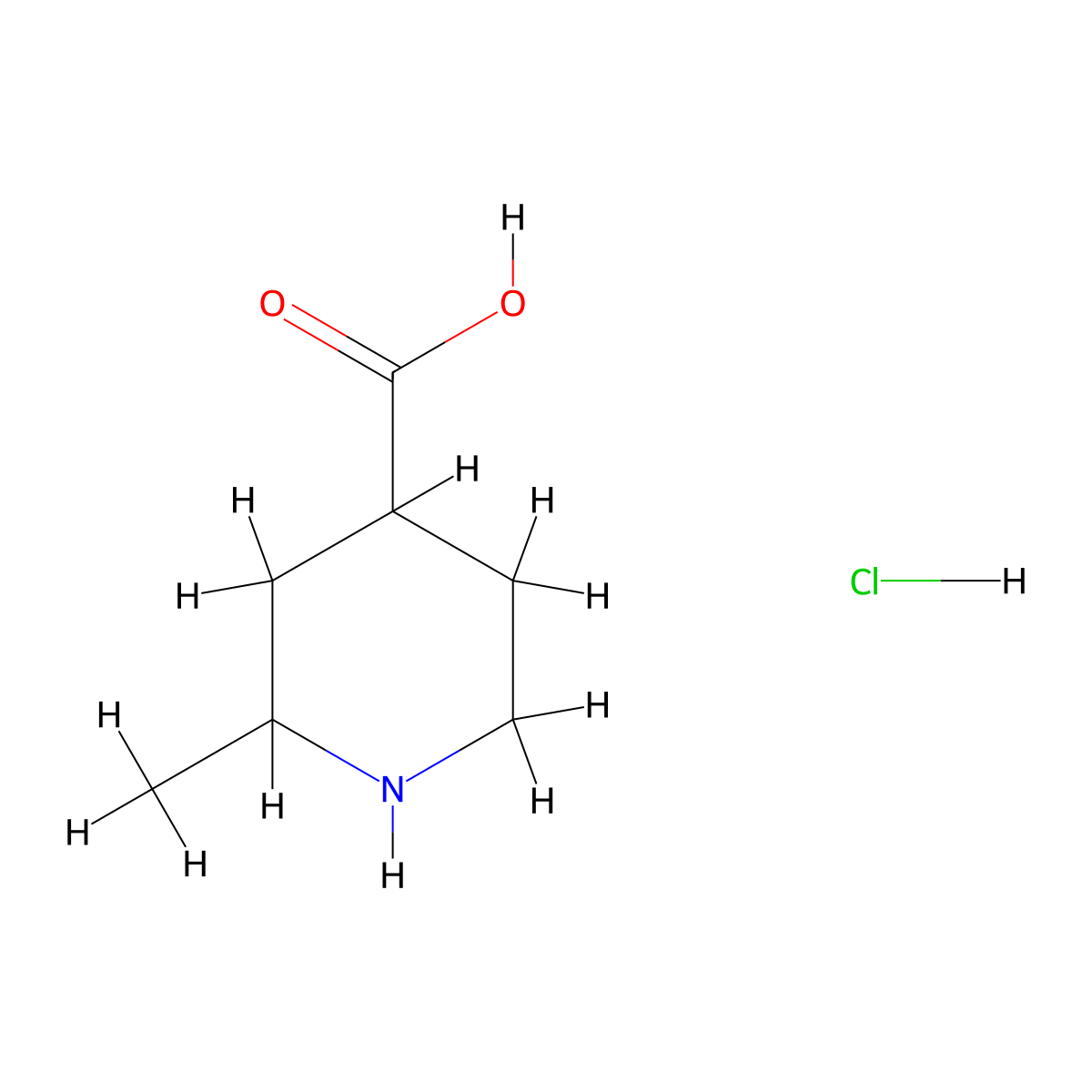 2-Methylpiperidine-4-carboxylic acid hydrochloride molecular structure, CAS 1427380-46-8