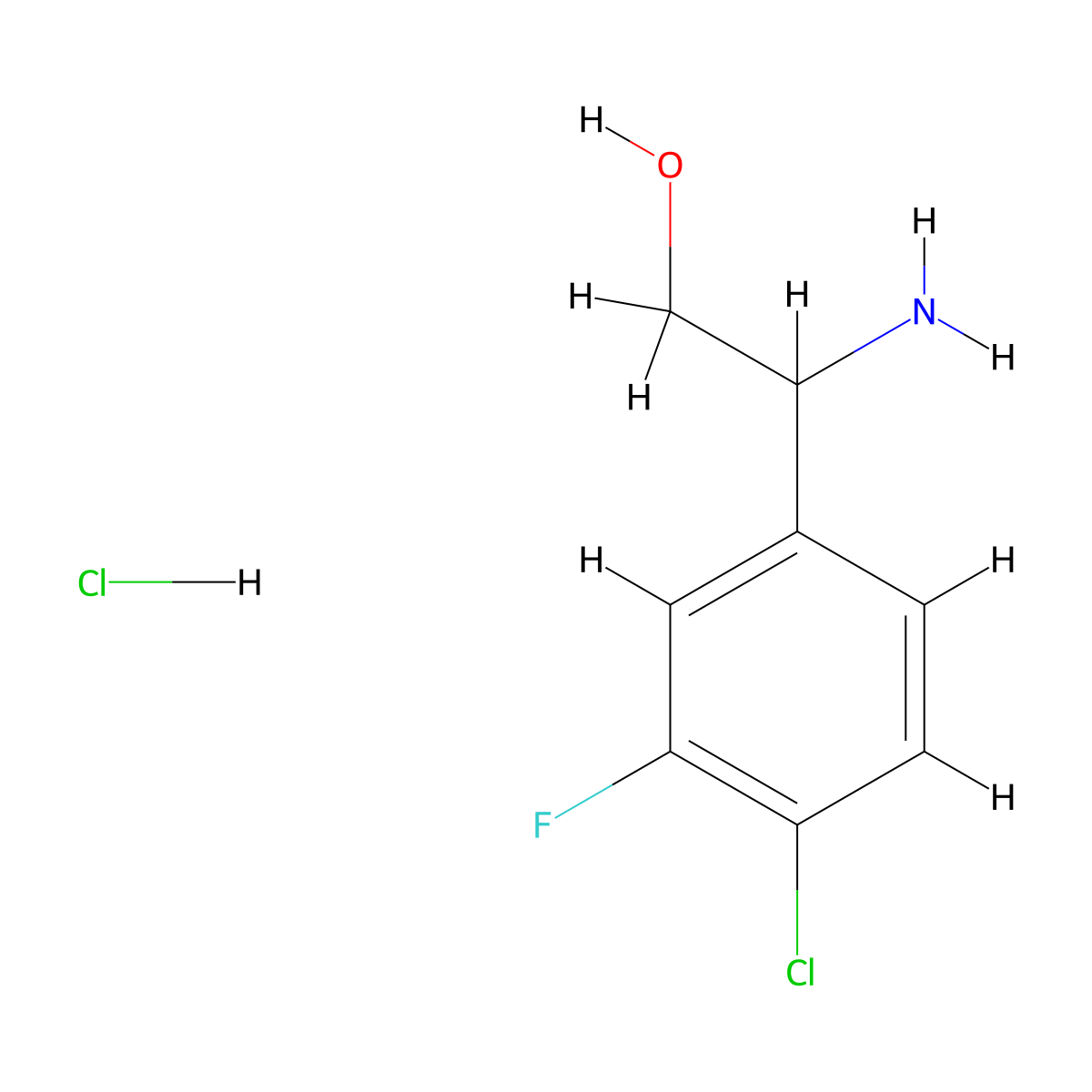 2-Amino-2-(4-chloro-3-fluorophenyl)ethan-1-ol hydrochloride molecular structure, CAS 1427380-48-0