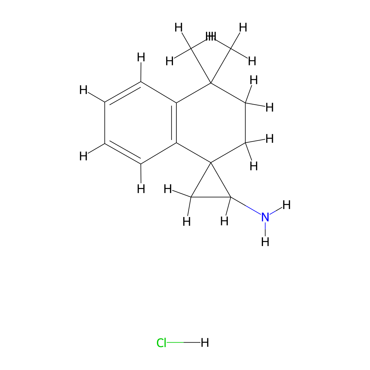 4',4'-Dimethyl-3',4'-dihydro-2'H-spiro[cyclopropane-1,1'-naphthalene]-2-amine hydrochloride molecular structure, CAS 1427380-49-1