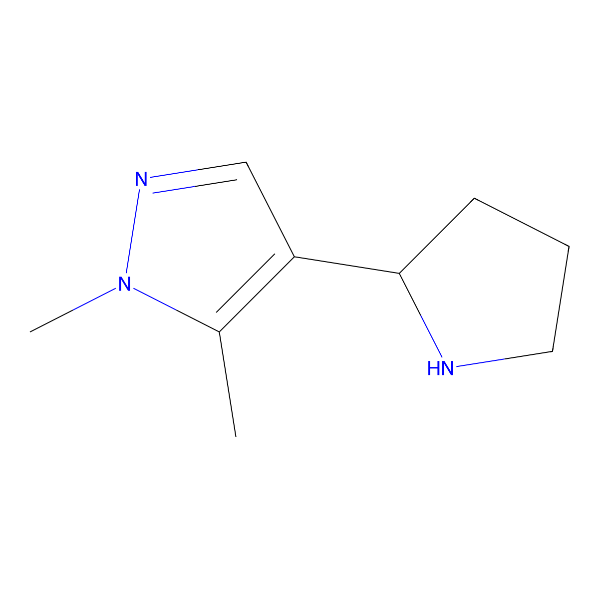 1,5-dimethyl-4-(pyrrolidin-2-yl)-1H-pyrazole molecular structure, CAS 1427380-52-6