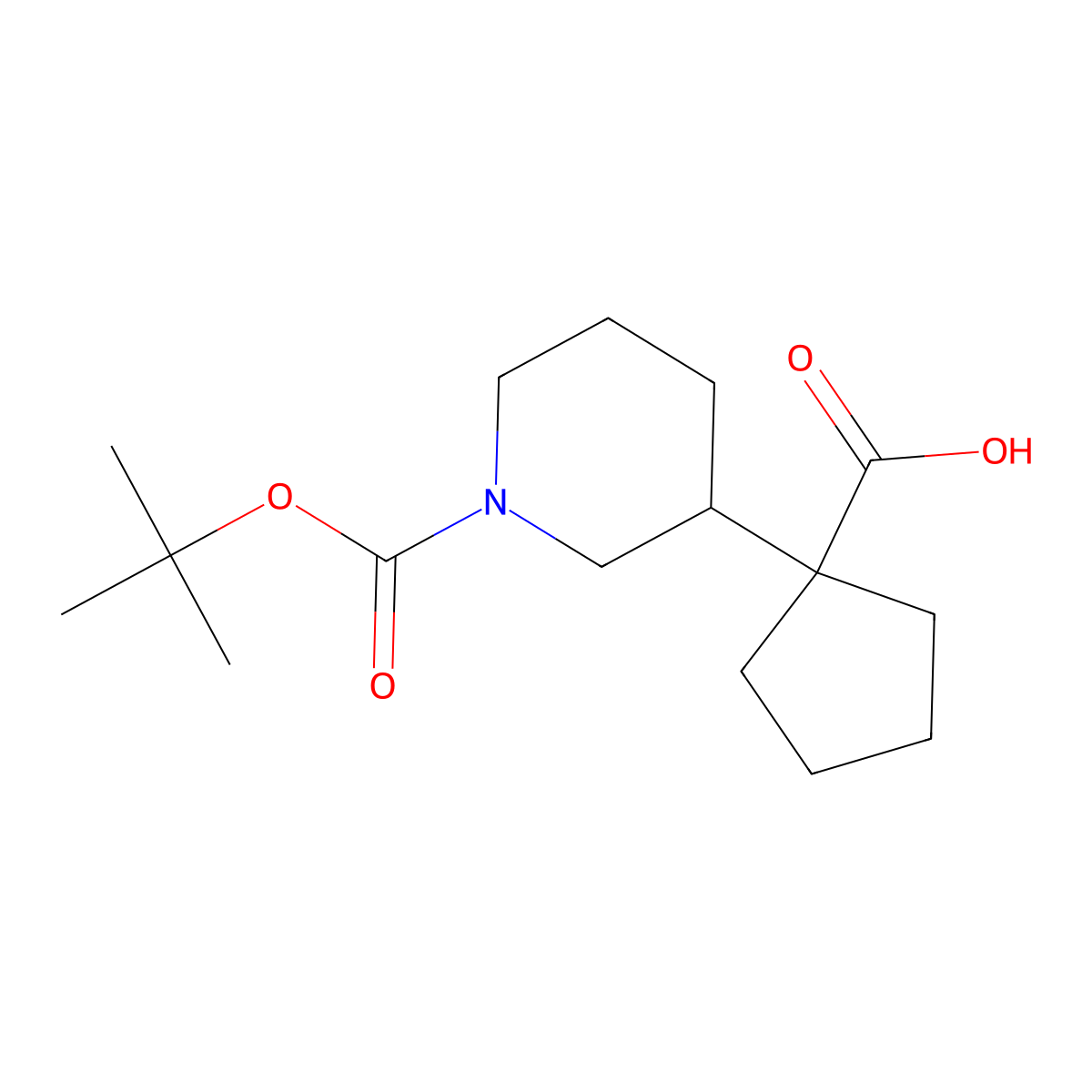 1-{1-[(Tert-butoxy)carbonyl]piperidin-3-yl}cyclopentane-1-carboxylic acid molecular structure, CAS 1427380-62-8