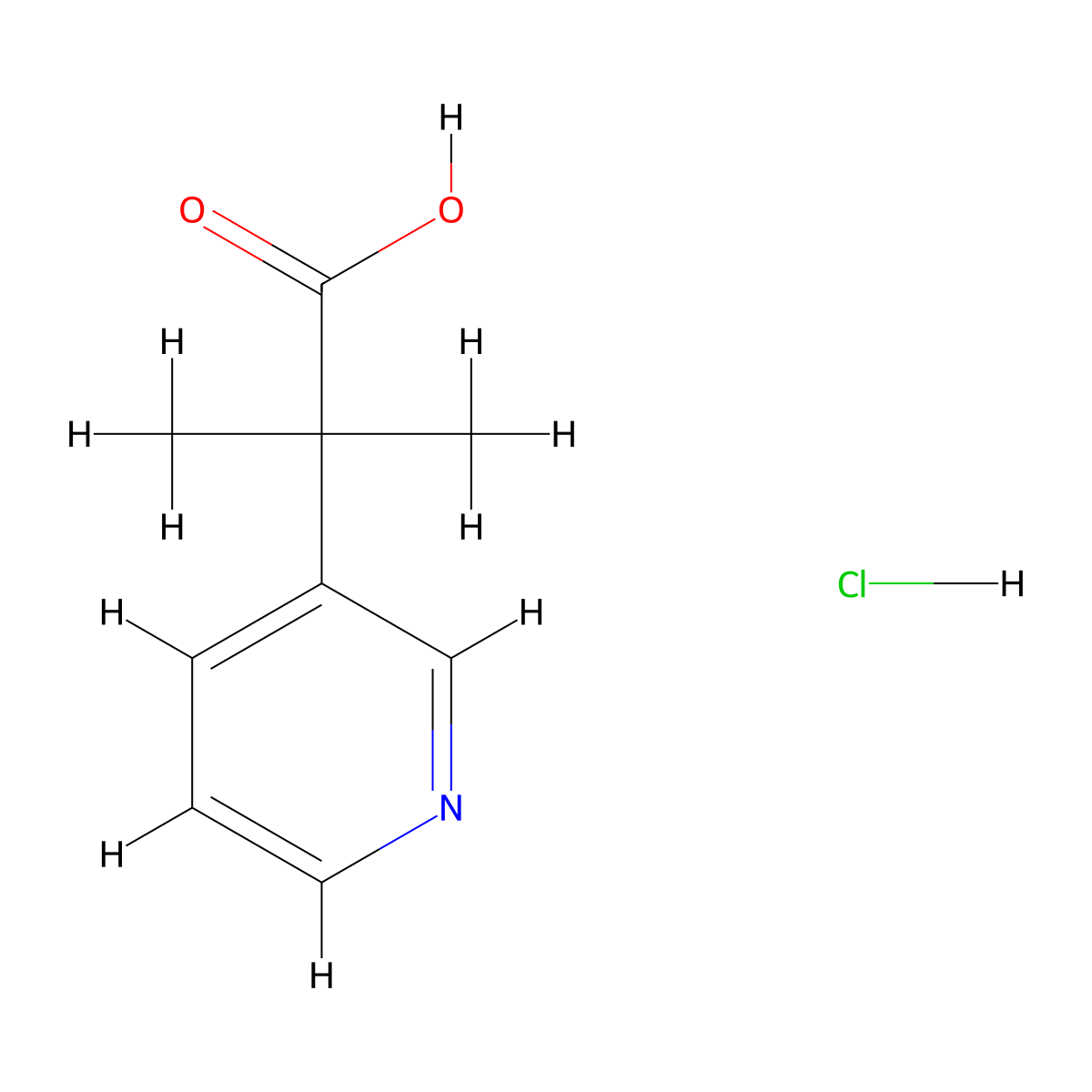 2-Methyl-2-(pyridin-3-yl)propanoic acid hydrochloride molecular structure, CAS 1427380-72-0
