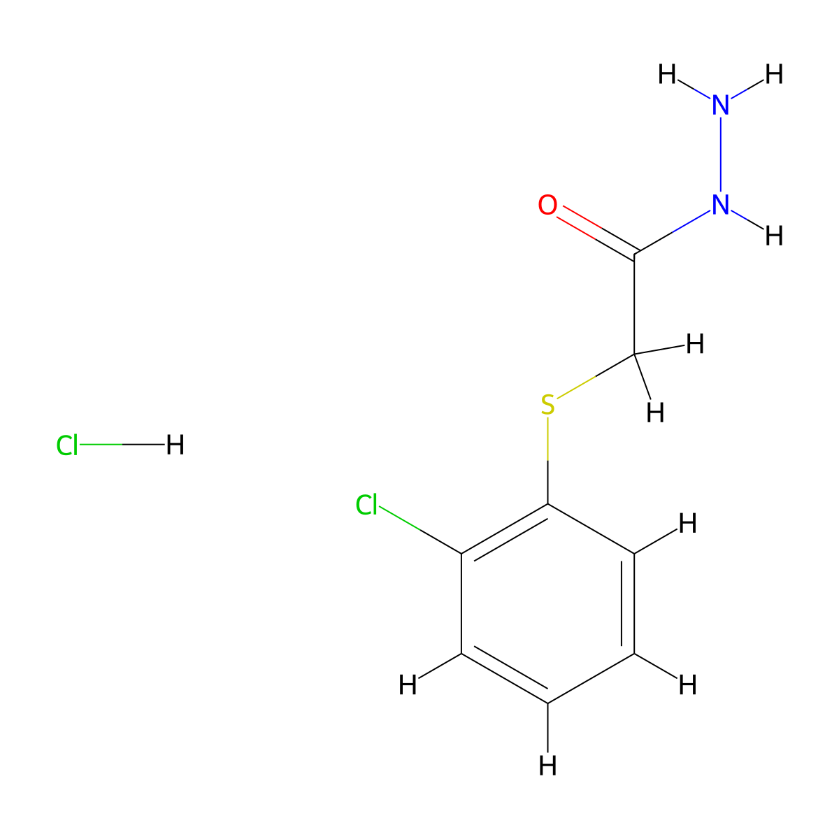 2-[(2-Chlorophenyl)sulfanyl]acetohydrazide hydrochloride molecular structure, CAS 1427380-73-1