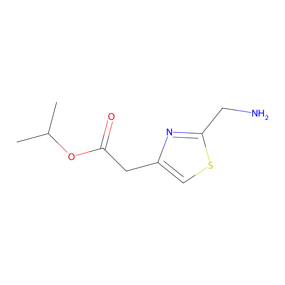 Propan-2-yl 2-[2-(aminomethyl)-1,3-thiazol-4-yl]acetate molecular structure, CAS 1427380-81-1