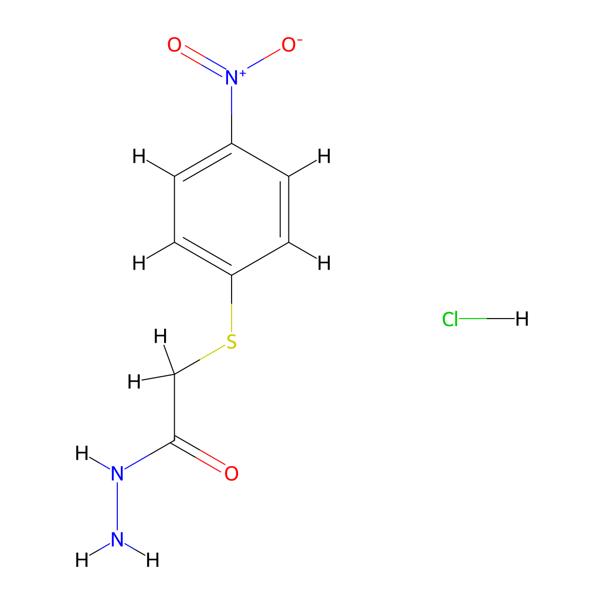 2-[(4-Nitrophenyl)sulfanyl]acetohydrazide hydrochloride molecular structure, CAS 1427380-85-5