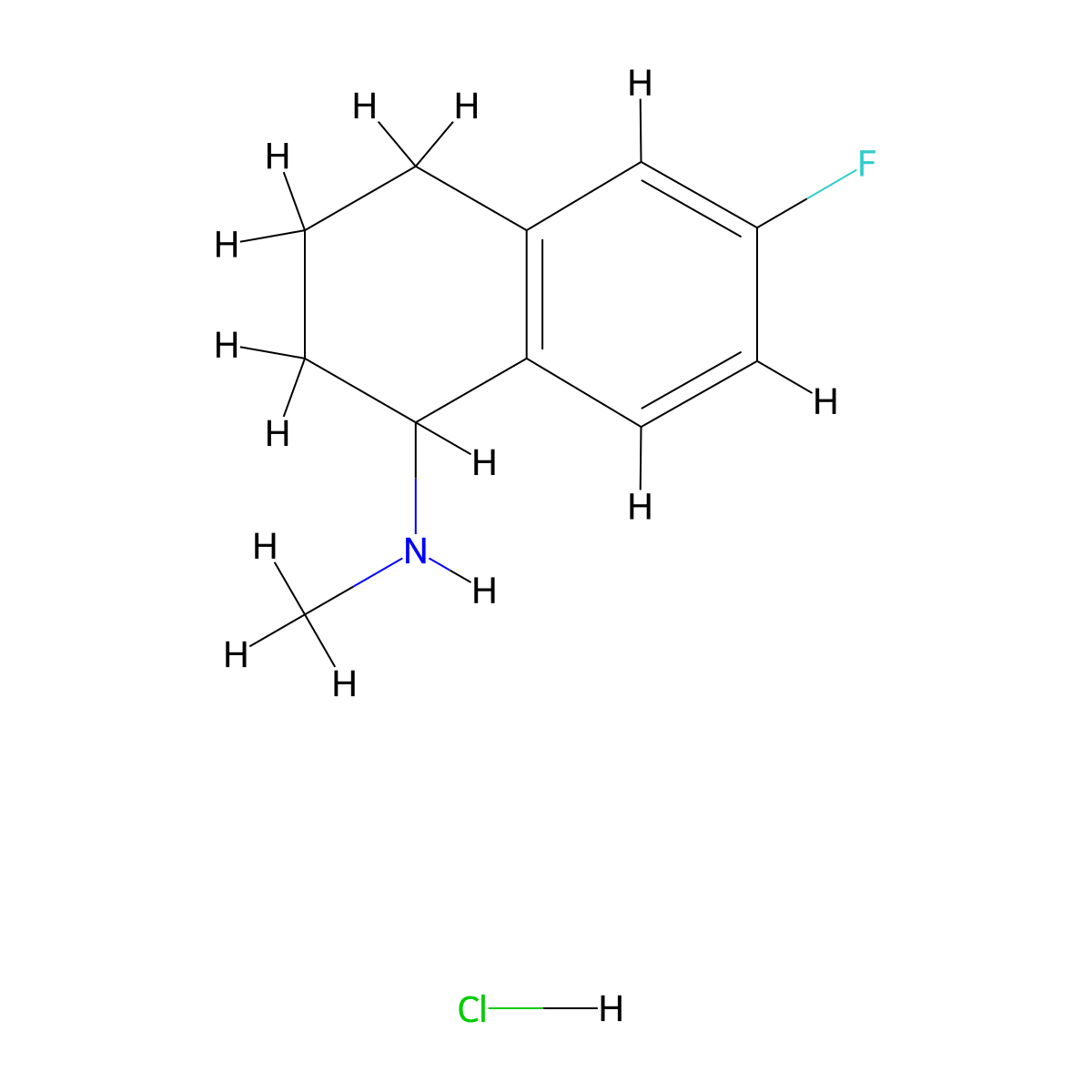 6-fluoro-N-methyl-1,2,3,4-tetrahydronaphthalen-1-amine hydrochloride molecular structure, CAS 1427380-89-9