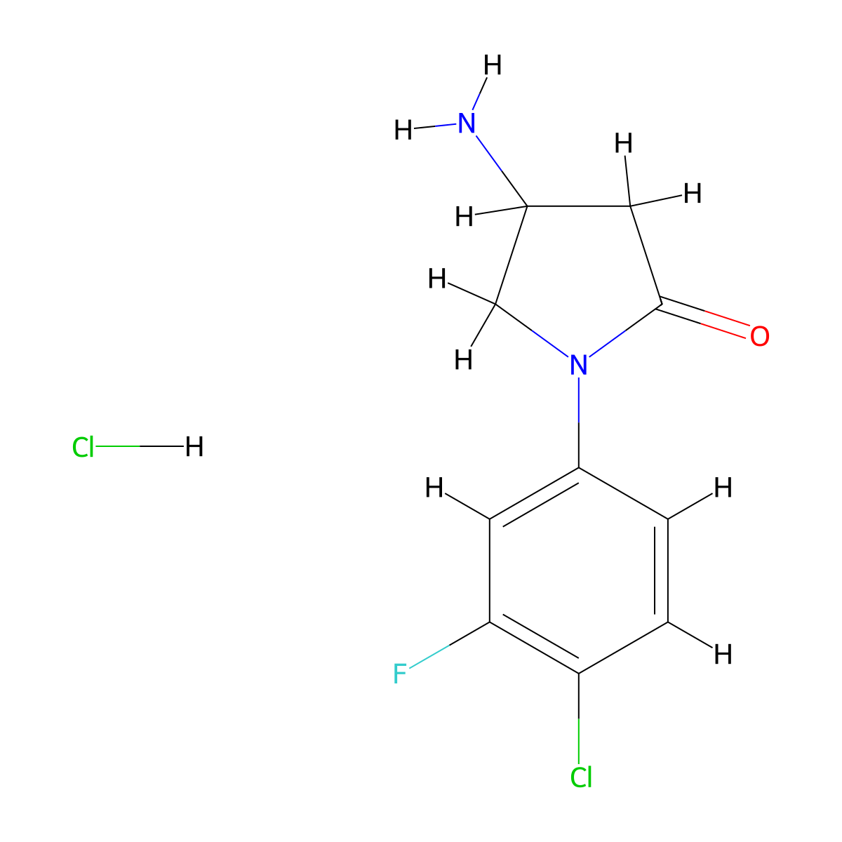 4-Amino-1-(4-chloro-3-fluorophenyl)pyrrolidin-2-one hydrochloride molecular structure, CAS 1427380-90-2