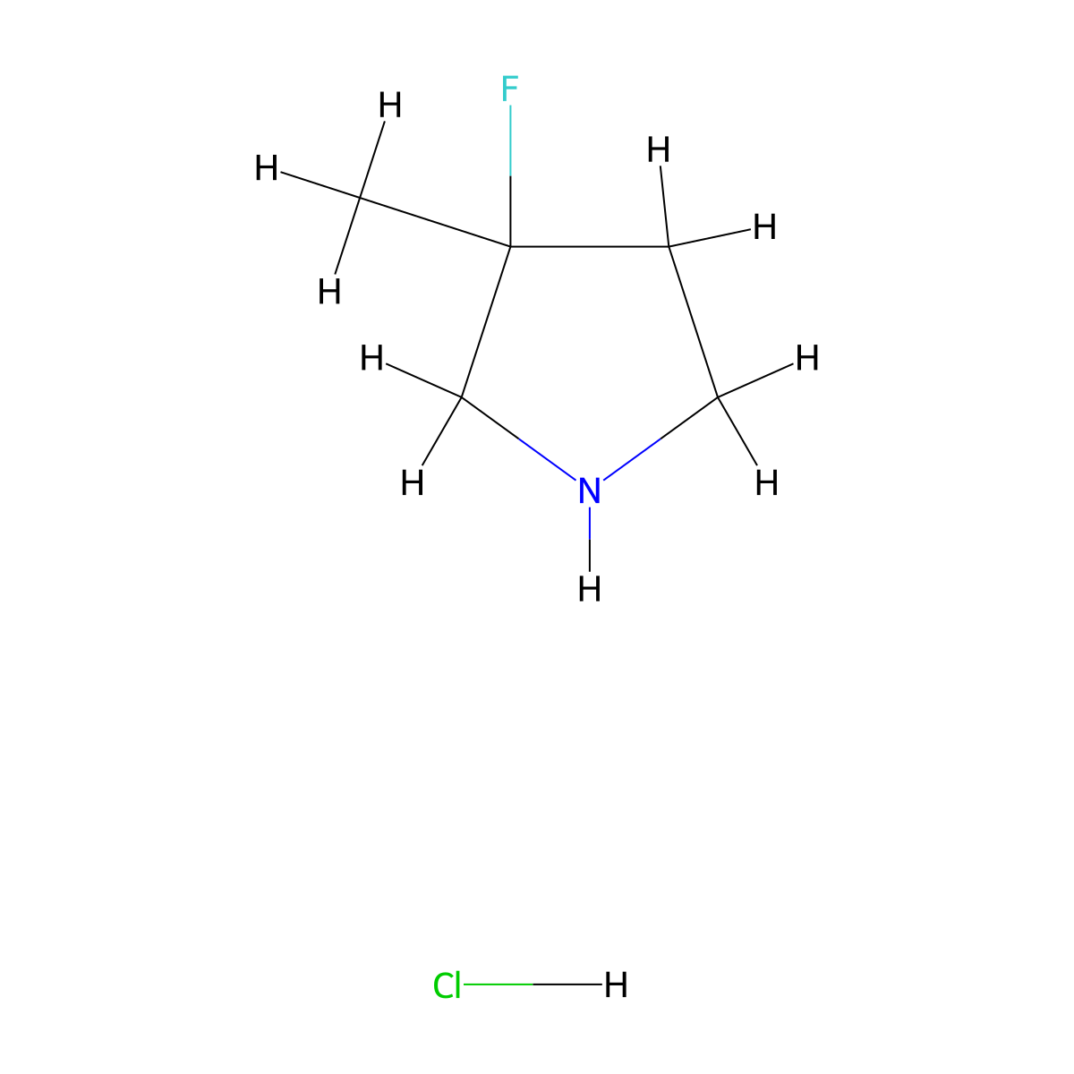 3-Fluoro-3-methylpyrrolidine hydrochloride molecular structure, CAS 1427380-91-3