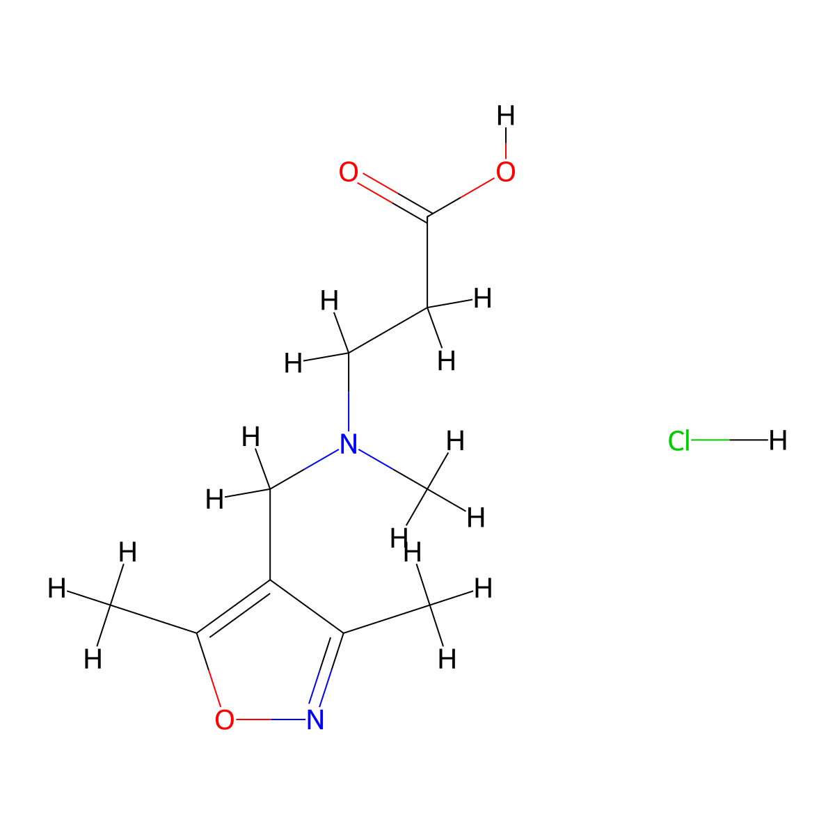 3-{[(Dimethyl-1,2-oxazol-4-yl)methyl](methyl)amino}propanoic acid hydrochloride molecular structure, CAS 1427381-00-7