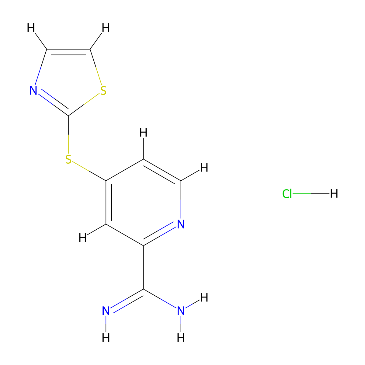 4-(1,3-Thiazol-2-ylsulfanyl)pyridine-2-carboximidamide hydrochloride molecular structure, CAS 1427381-01-8