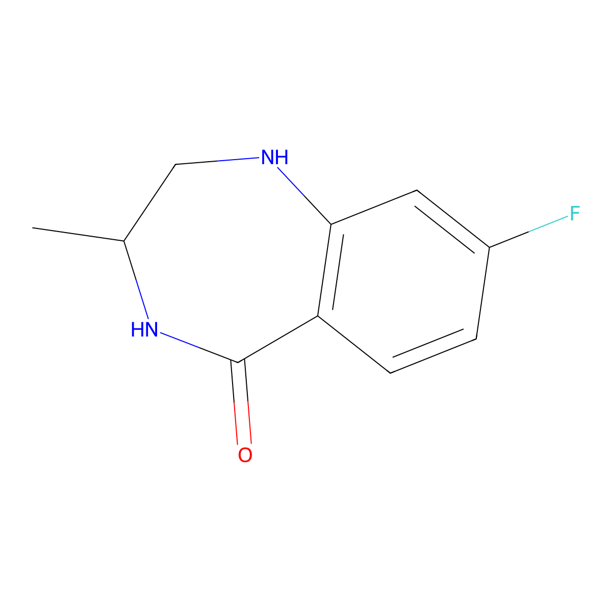 8-fluoro-3-methyl-2,3,4,5-tetrahydro-1H-1,4-benzodiazepin-5-one molecular structure, CAS 1427381-04-1