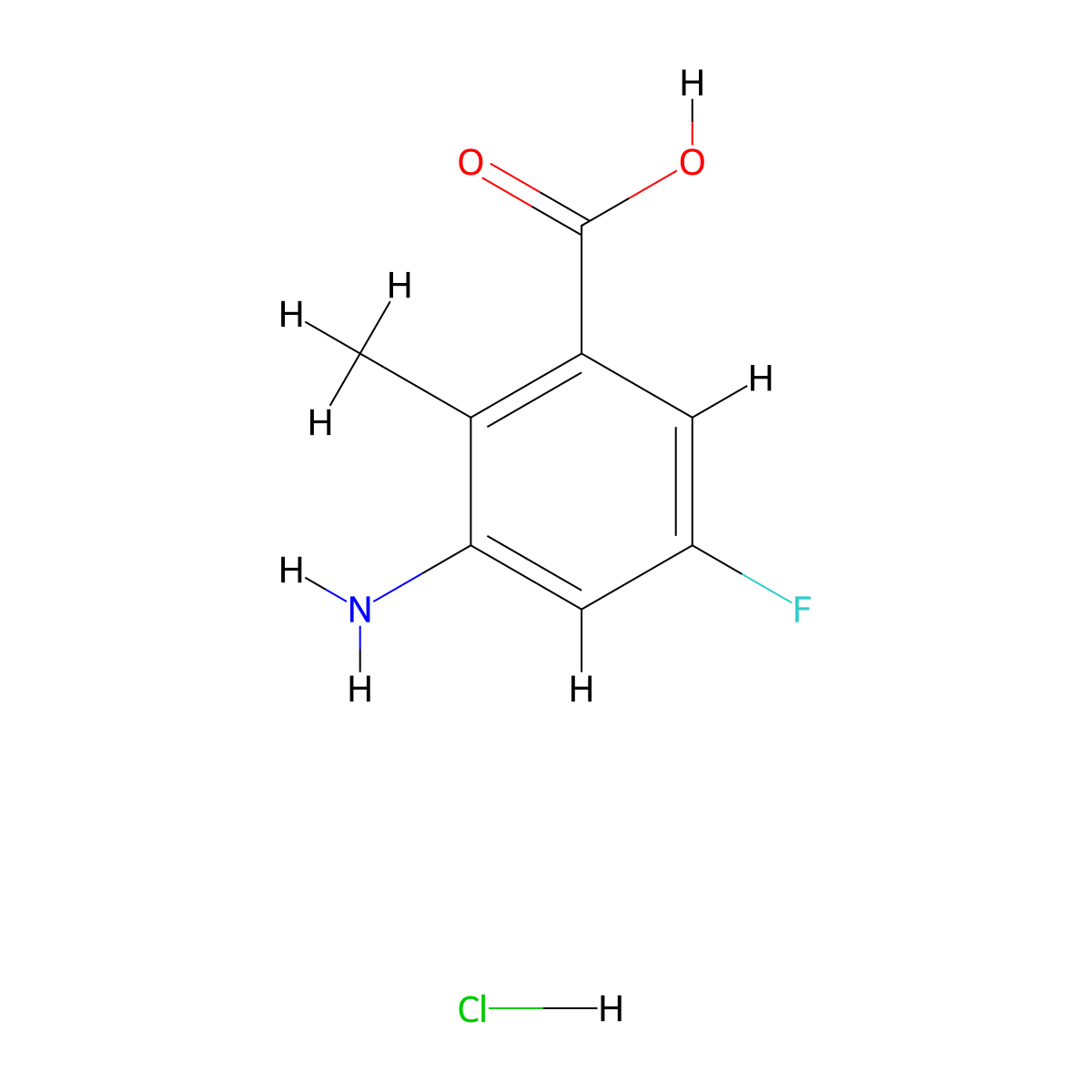 3-Amino-5-fluoro-2-methylbenzoic acid hydrochloride molecular structure, CAS 1427381-07-4